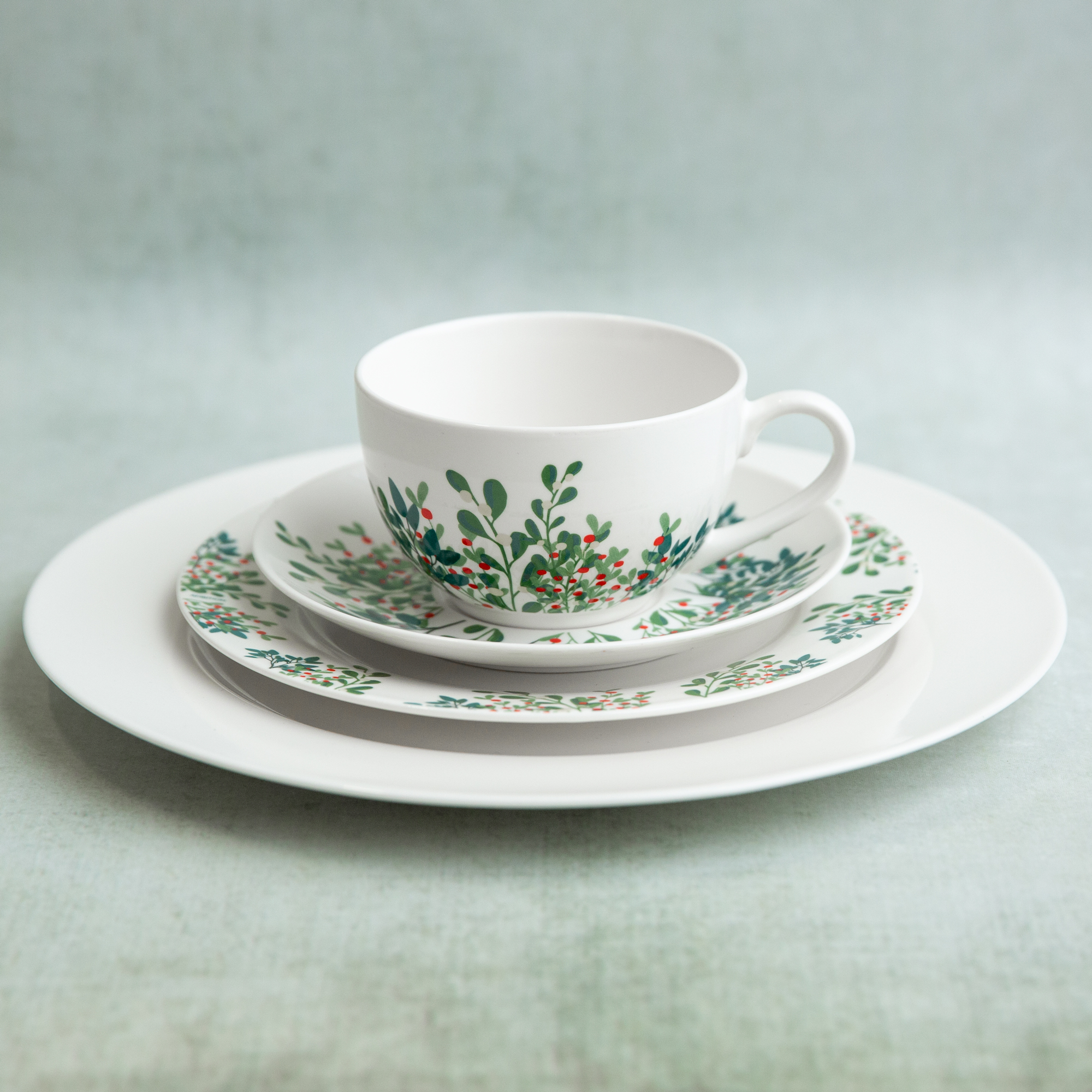 Kombiservice für 6 Personen Botanic Greenery & Aura White 30- teilig AMBITION