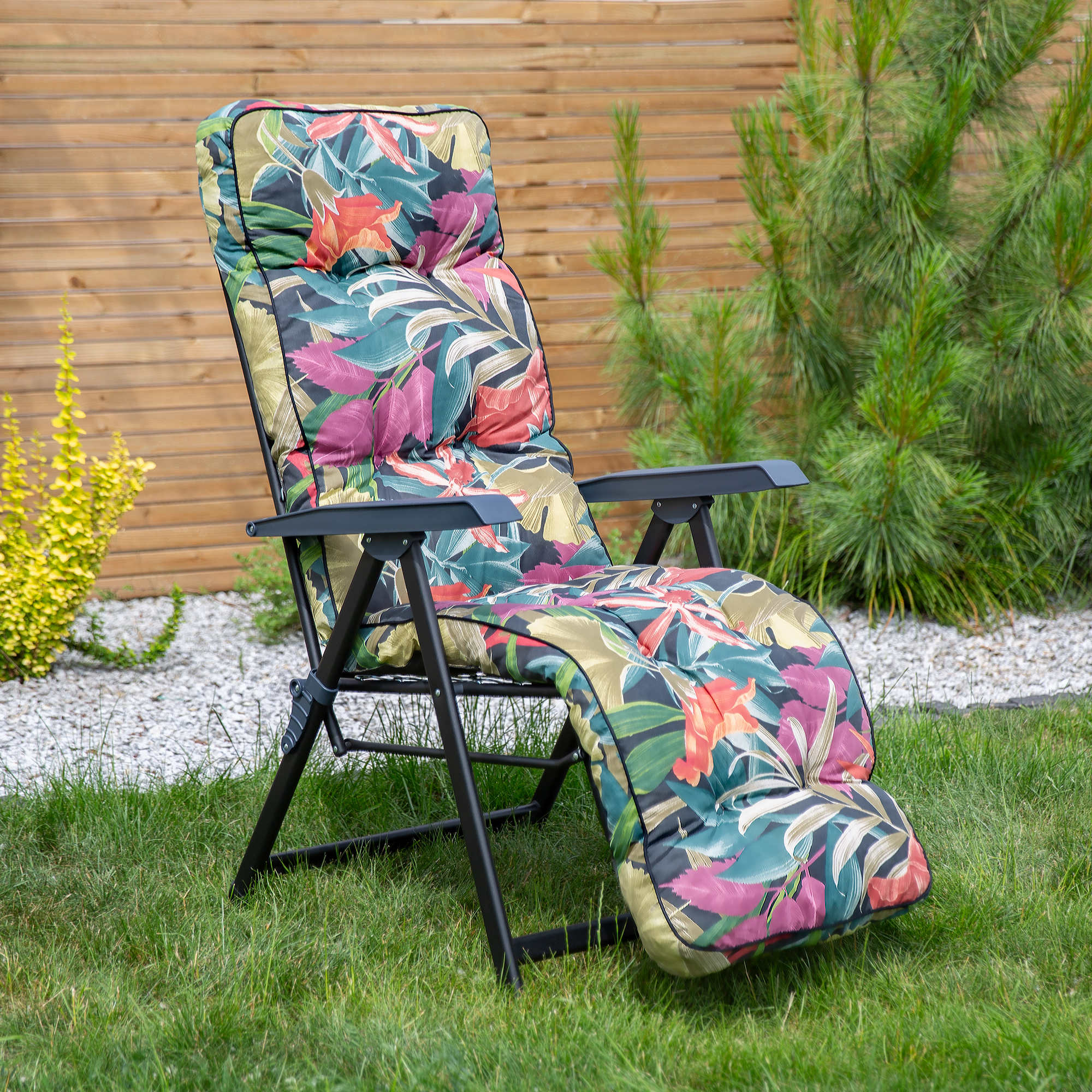 Sillón de jardín con reposapiés Lena Plus Black Edition G052-23PB PATIO