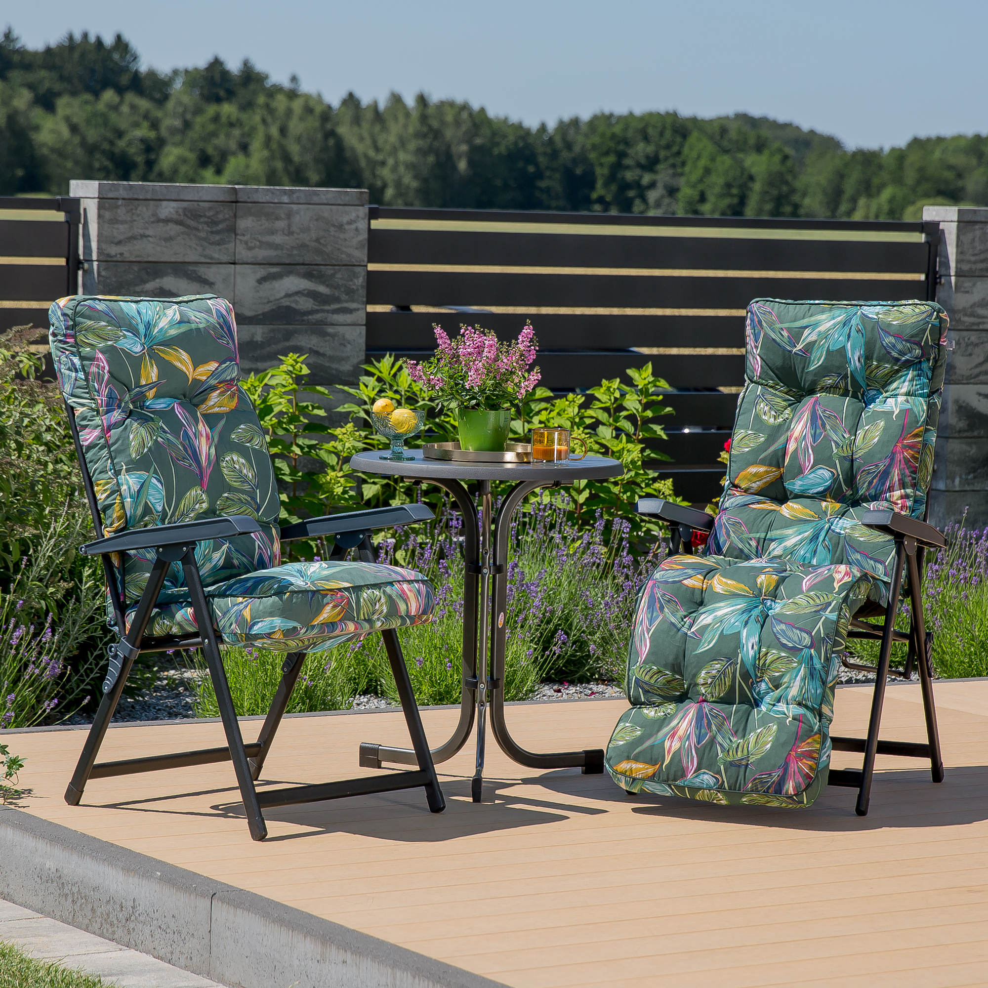 Polohovací zahradní křeslo s podnožkou Lena Plus Black Edition G058-02PB PATIO