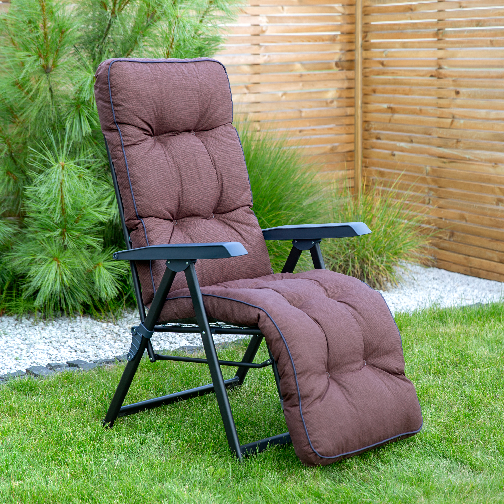 Polohovacie záhradné kreslo s podnožkou Lena Plus Black Edition H047-04PB PATIO