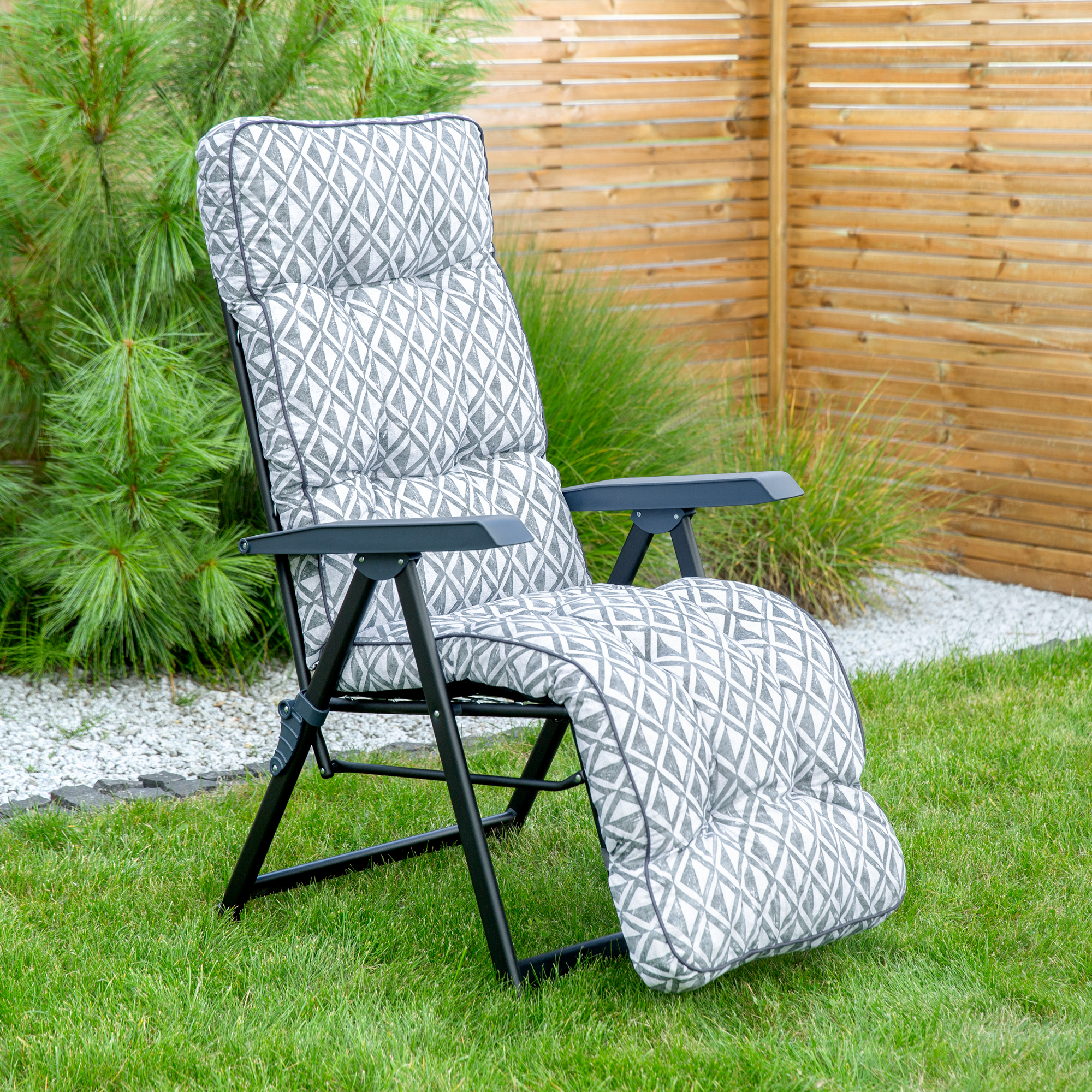 Polohovacie záhradné kreslo s podnožkou Lena Plus Black Edition H039-06PB PATIO