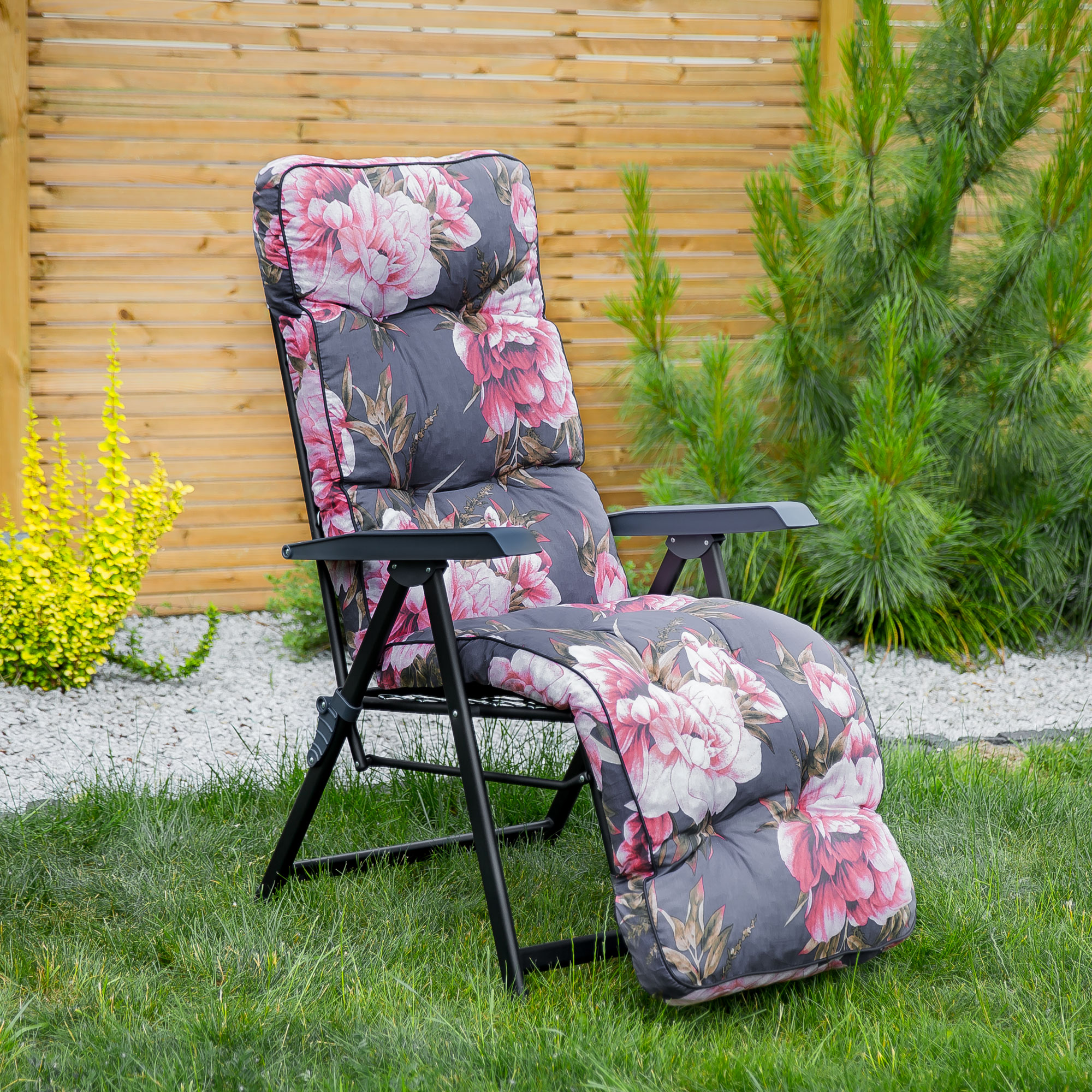 Sillón de jardín con reposapiés Lena Plus Black Edition A098-01IB PATIO