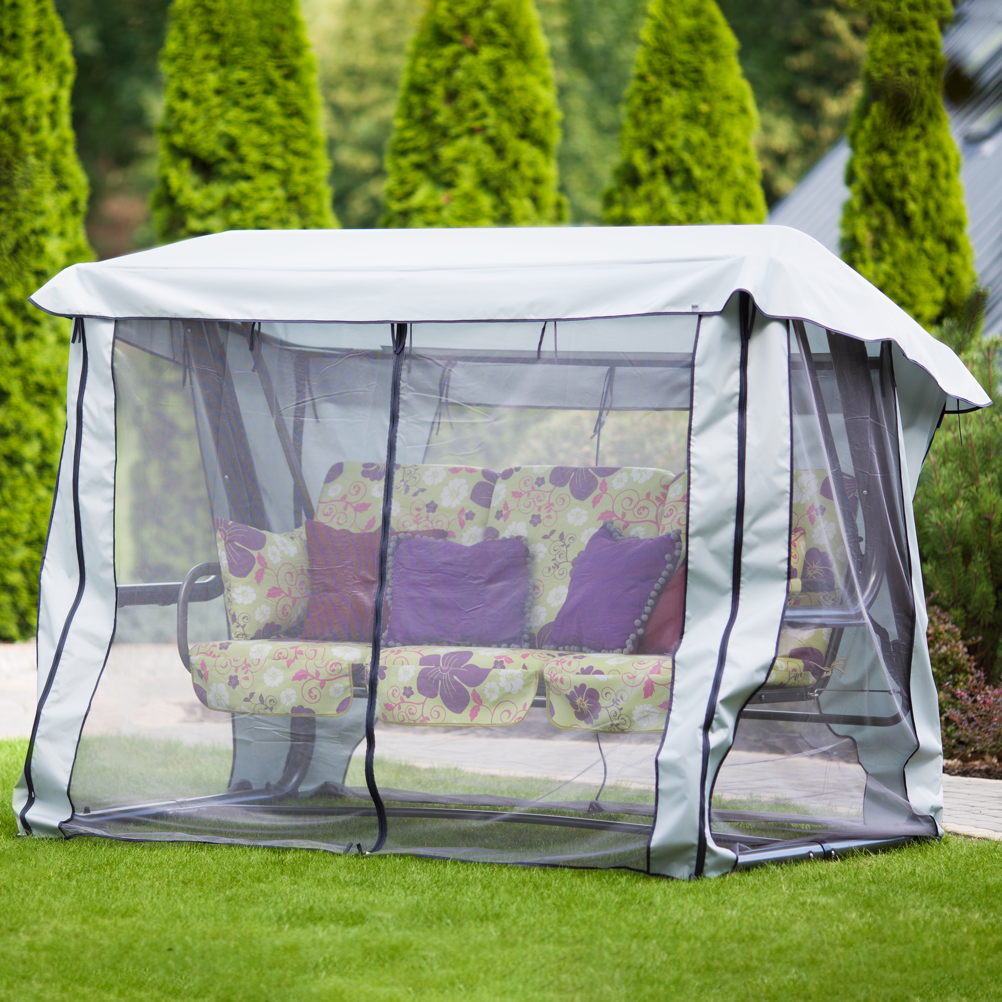 Huśtawka ogrodowa Venezia Lux z dodatkowymi poduszkami i stolikami A032-12LB  PATIO