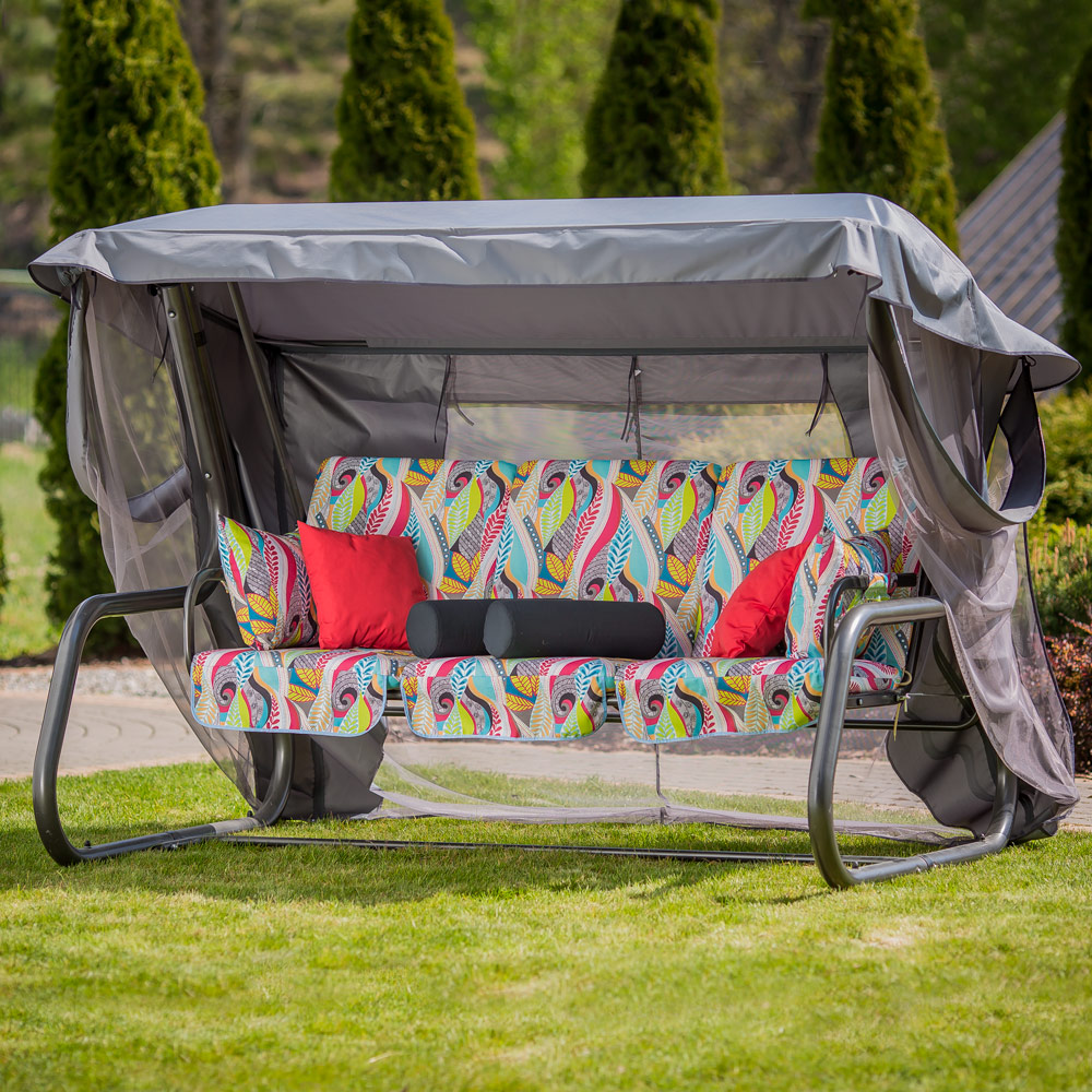 Zahradní houpačka Venezia Lux s moskytiérou, polštářky, bočními stolky G039-11HB PATIO