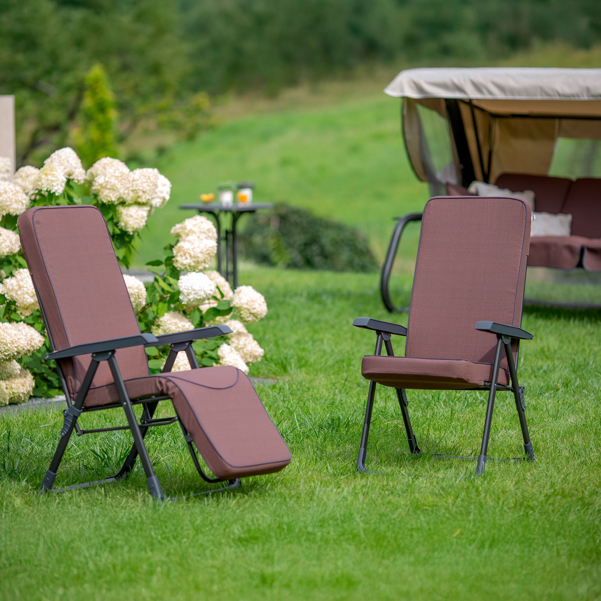 Polohovací zahradní křeslo s podnožkou Modena Plus Square Black Edition H047-04PB PATIO