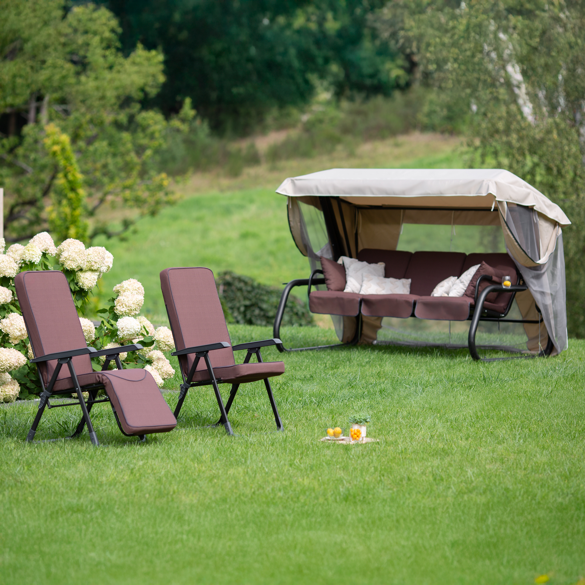 Polohovací zahradní křeslo s podnožkou Modena Plus Square Black Edition H047-04PB PATIO