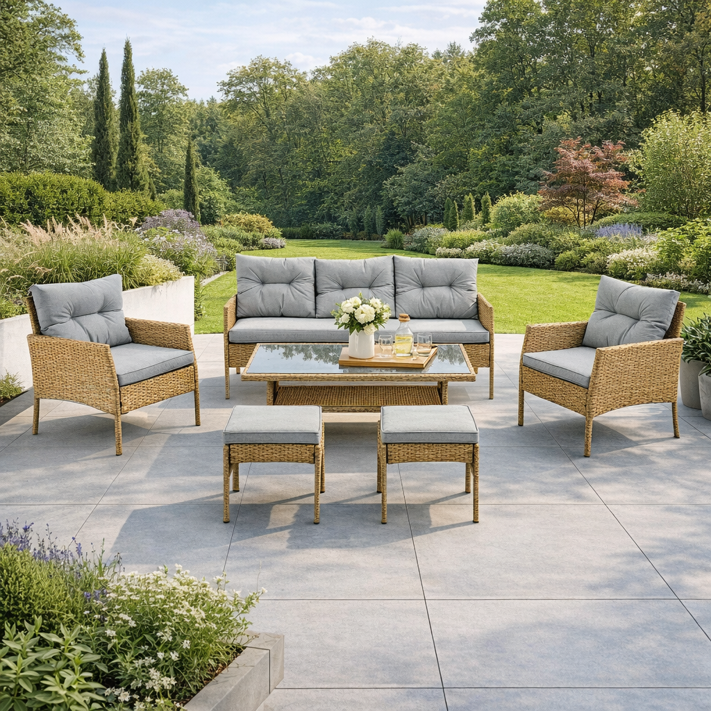 Zestaw mebli ogrodowych z technorattanu Julie beżowy PATIO