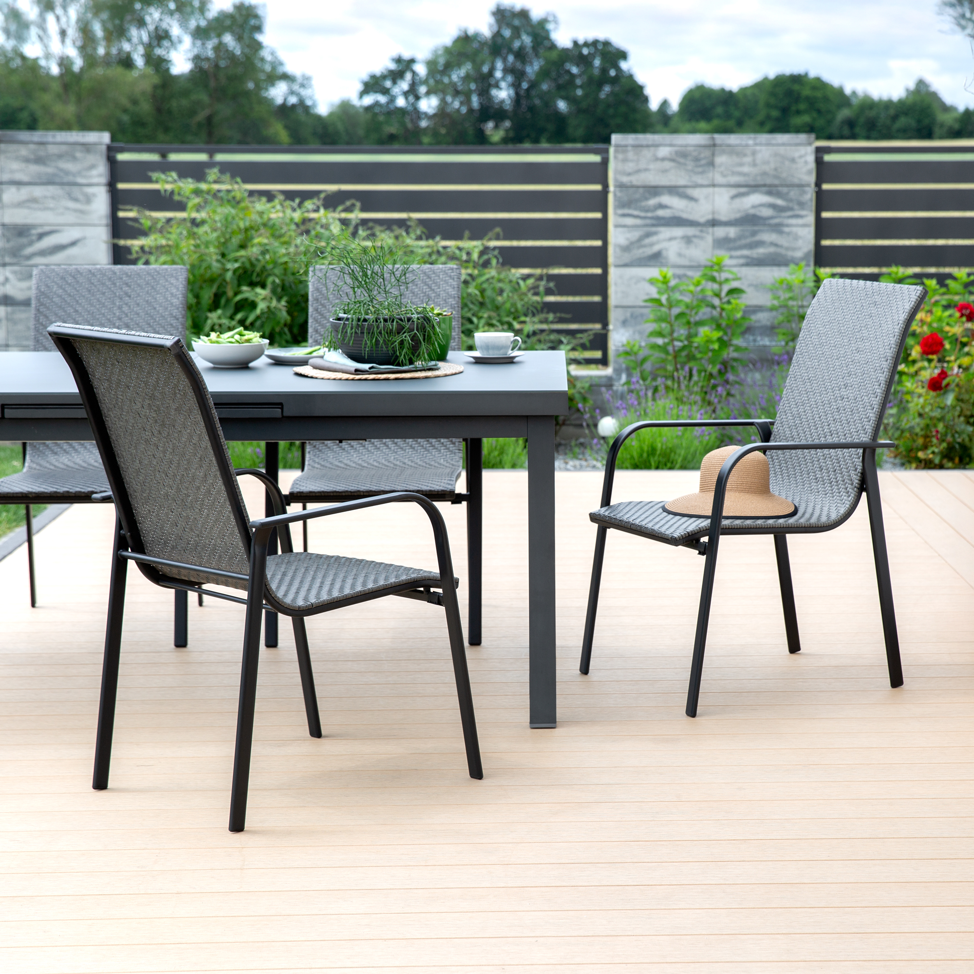 Gartenstuhl aus Polyrattan Columbus Grau PATIO