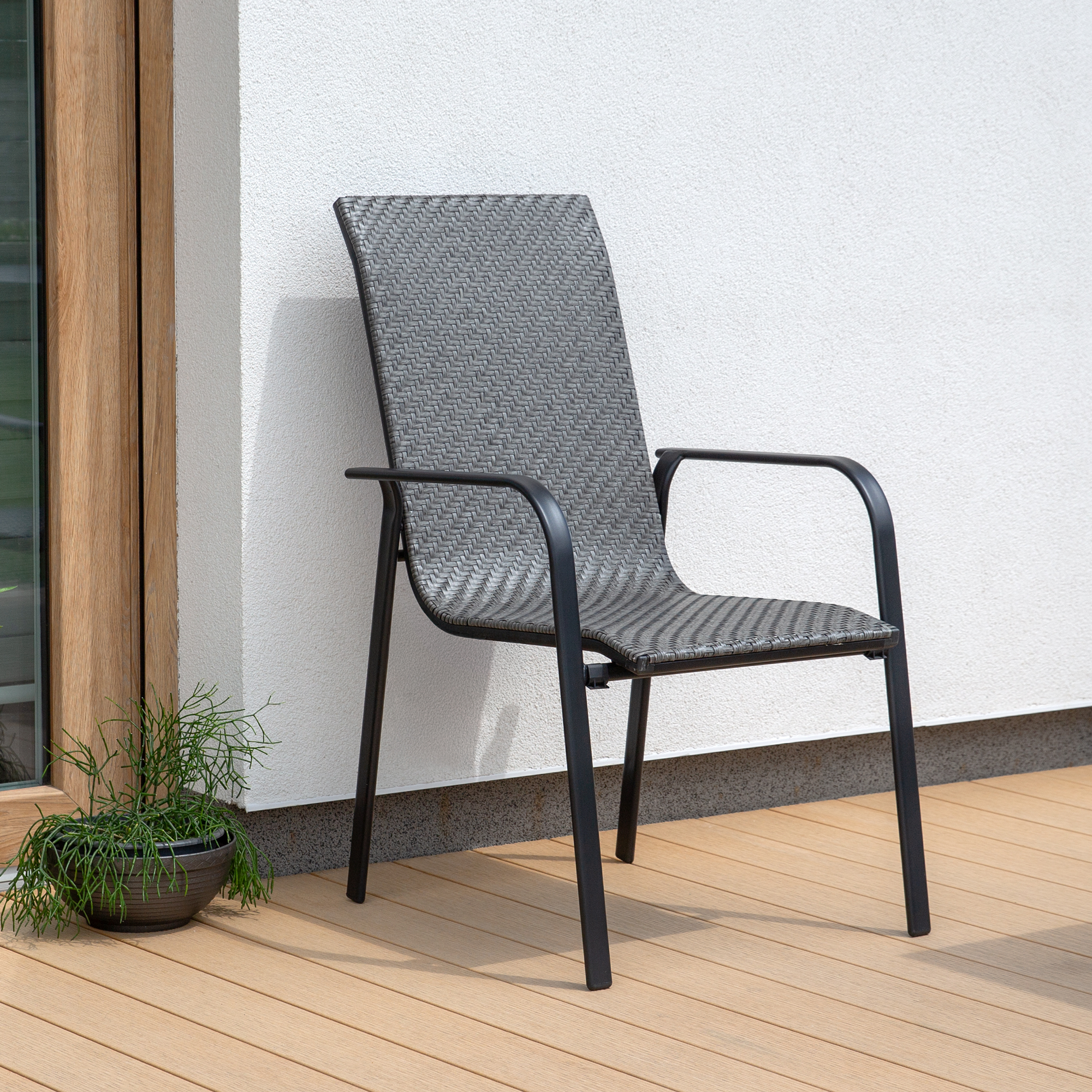 Gartenstuhl aus Polyrattan Columbus Grau PATIO