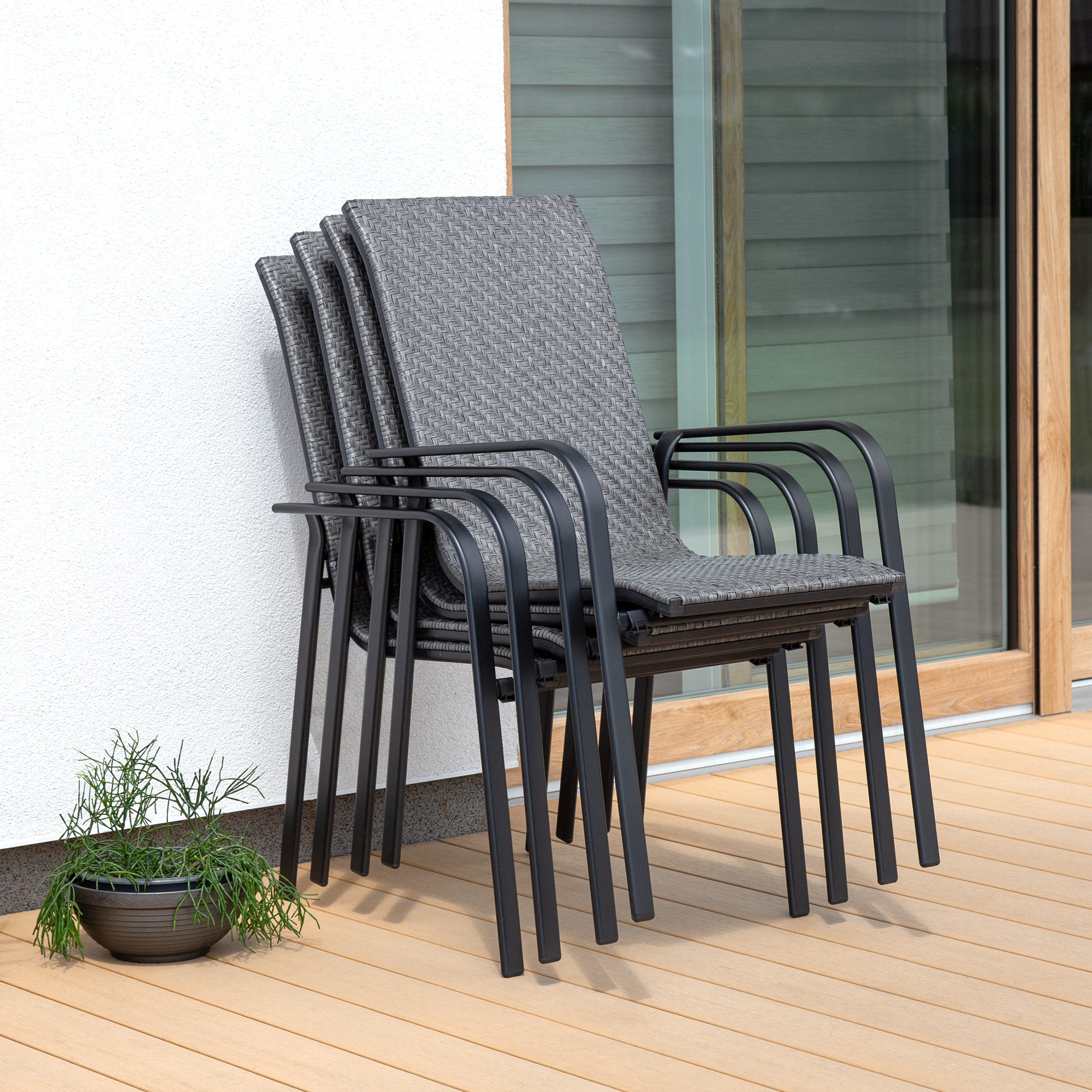 Gartenstuhl aus Polyrattan Columbus Grau PATIO