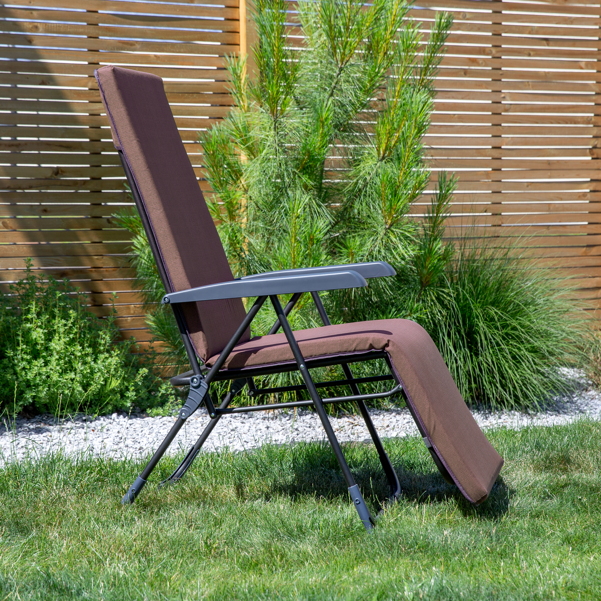 Polohovacie záhradné kreslo s podnožkou Barletta Plus Black Edition H047-04PB PATIO