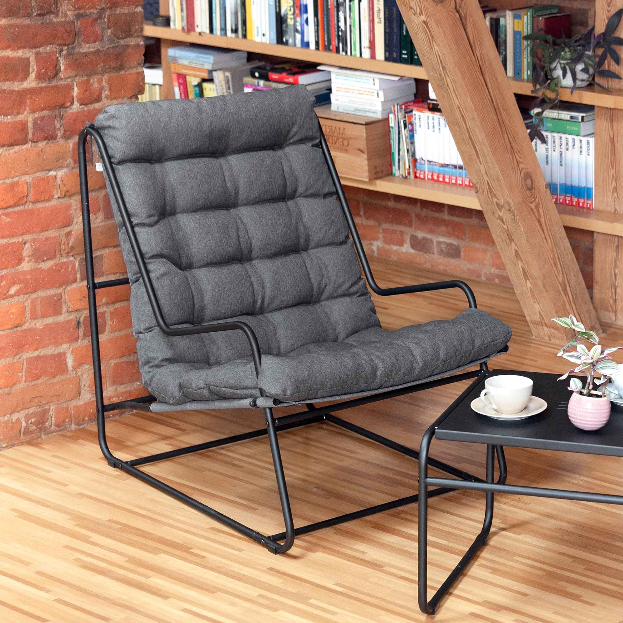 Záhradné kreslo so šedou poduškou Topaz D060-16EW PATIO