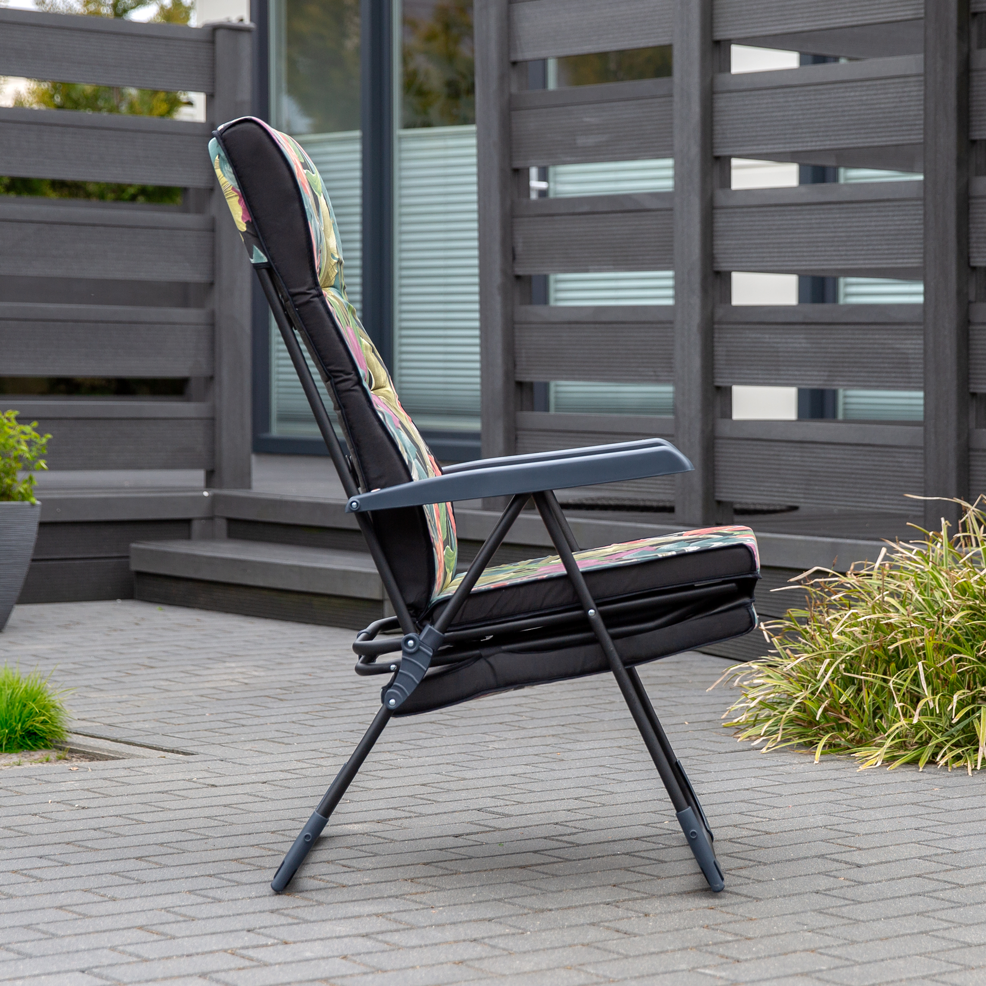 Polohovací zahradní lehátko/křeslo Santander 2v1 Black Edition L150-23IB PATIO