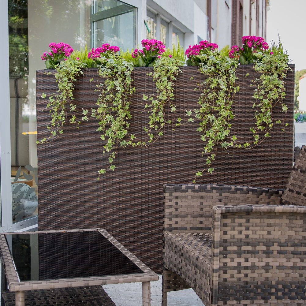 Zahradní květináč z technorattanu Wenge 150 x 120 x 30 cm PATIO
