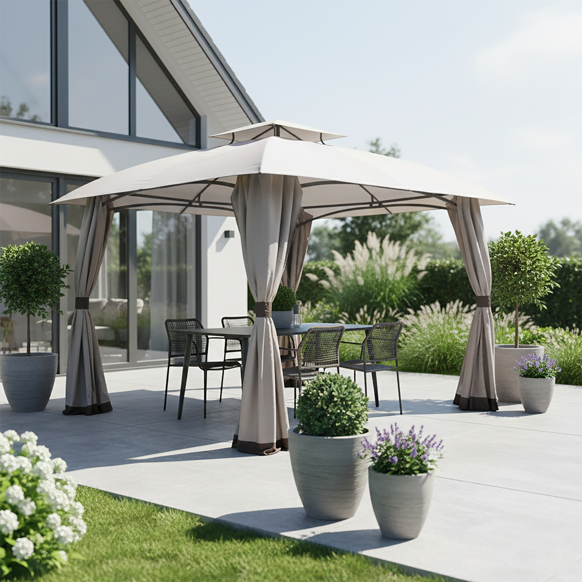 Záhradný pavilón / altánok Santa Pola Ecru 3 x 3 m PATIO