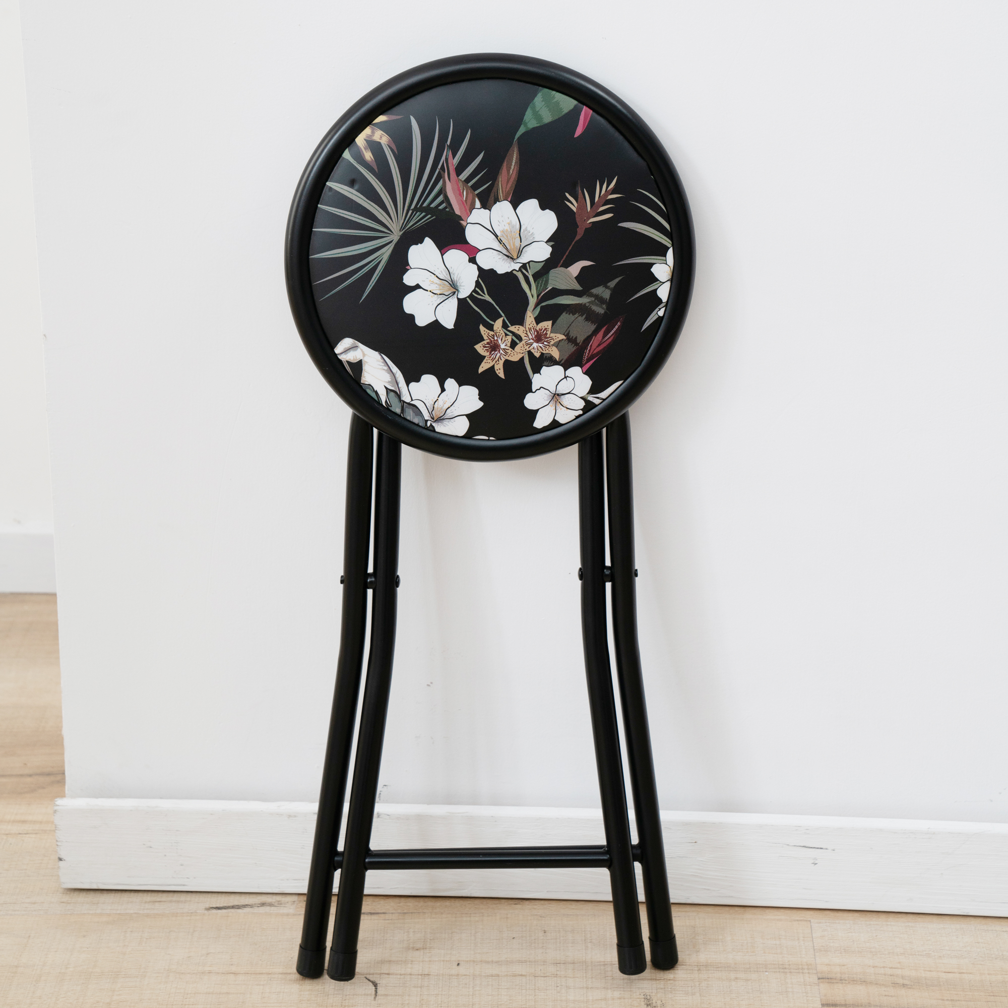 Skladací taburet Flower Black 30 cm PATIO