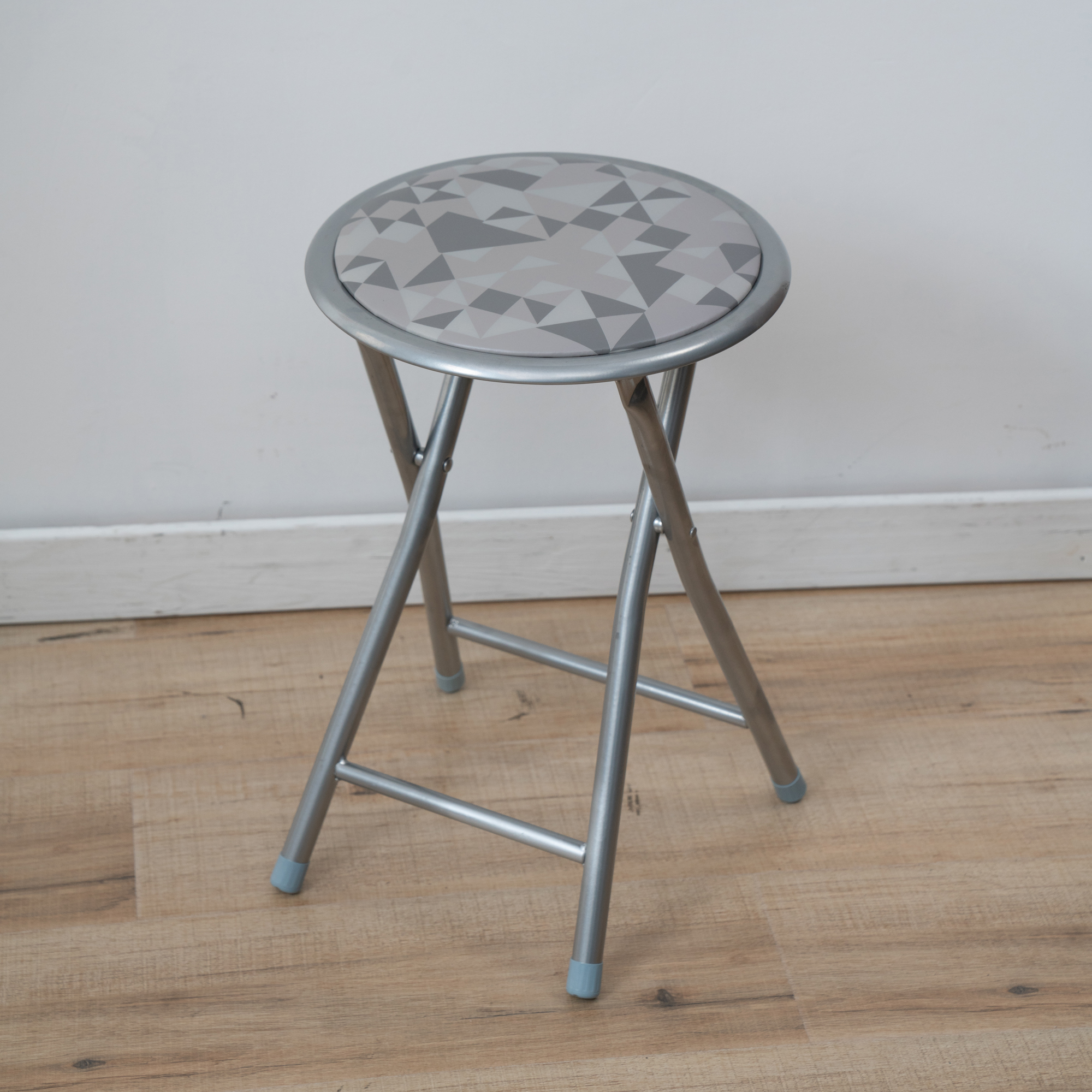 Hopfällbar metallpall Flower Silver 30 cm PATIO  