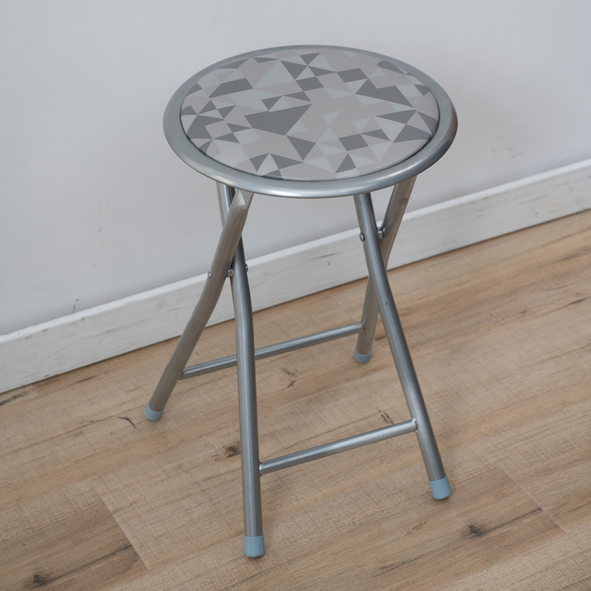 Folding metal stool Flower Silver 30 cm PATIO  