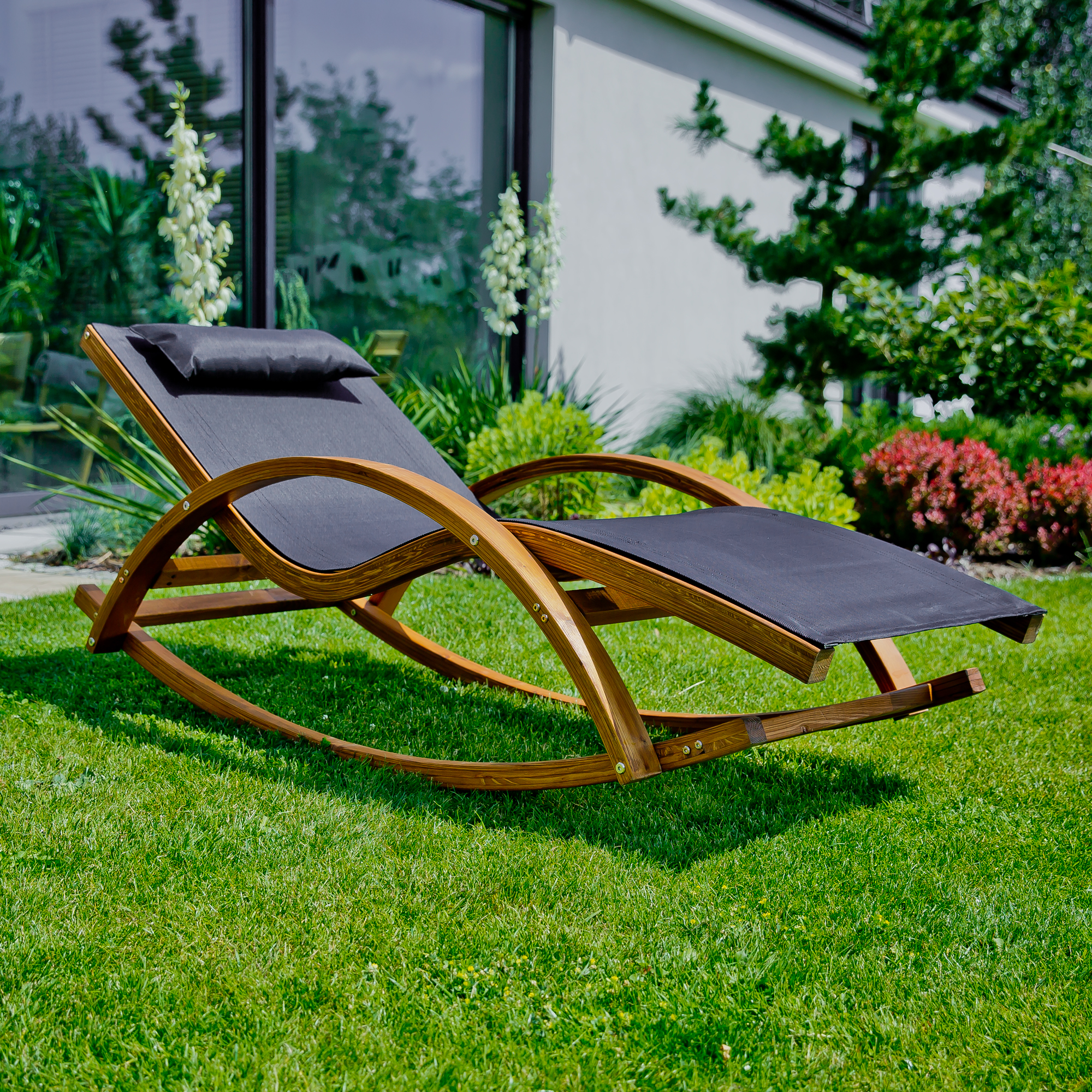 Černé zahradní houpací lehátko Larice PATIO