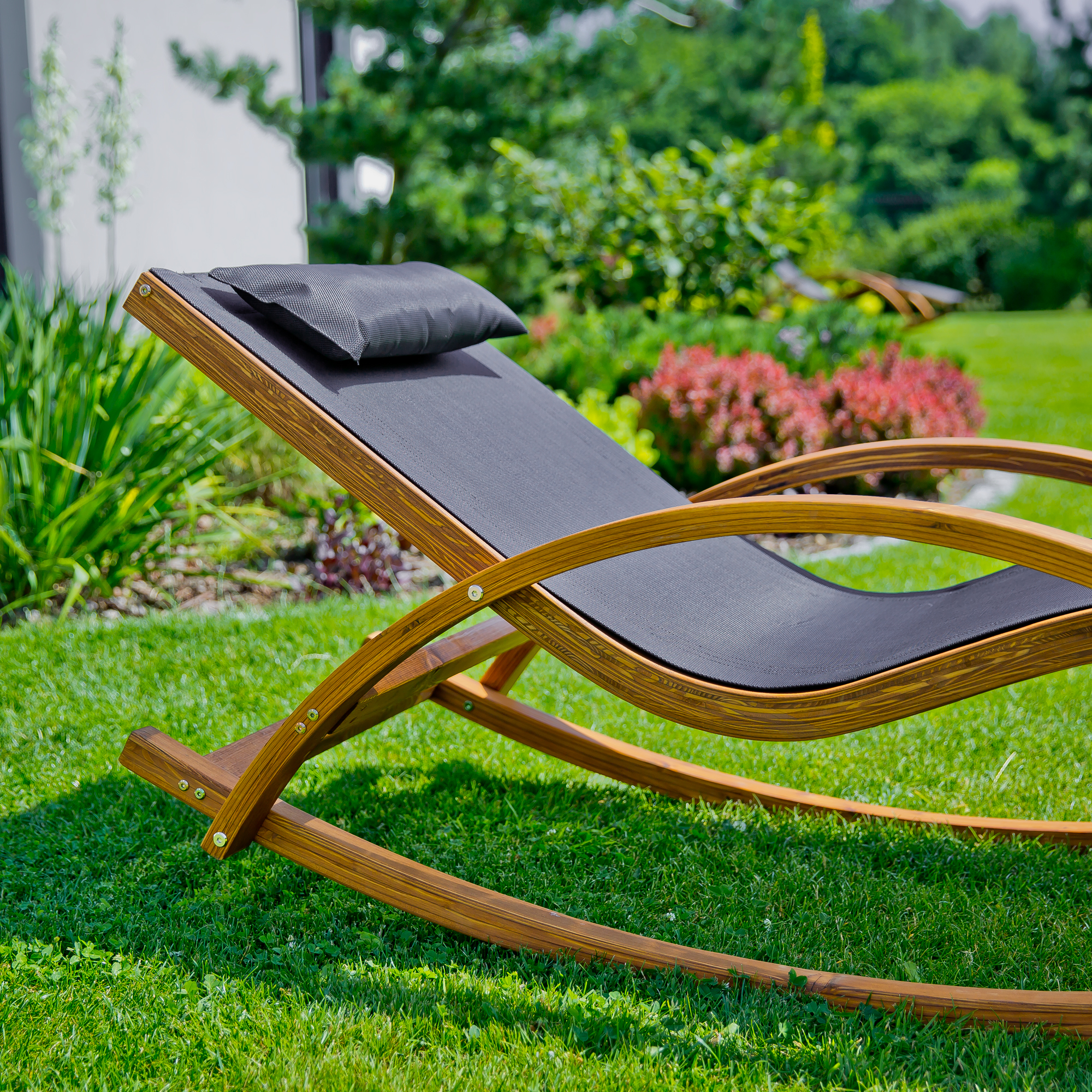 Čierne záhradné hojdacie lehátko Larice PATIO