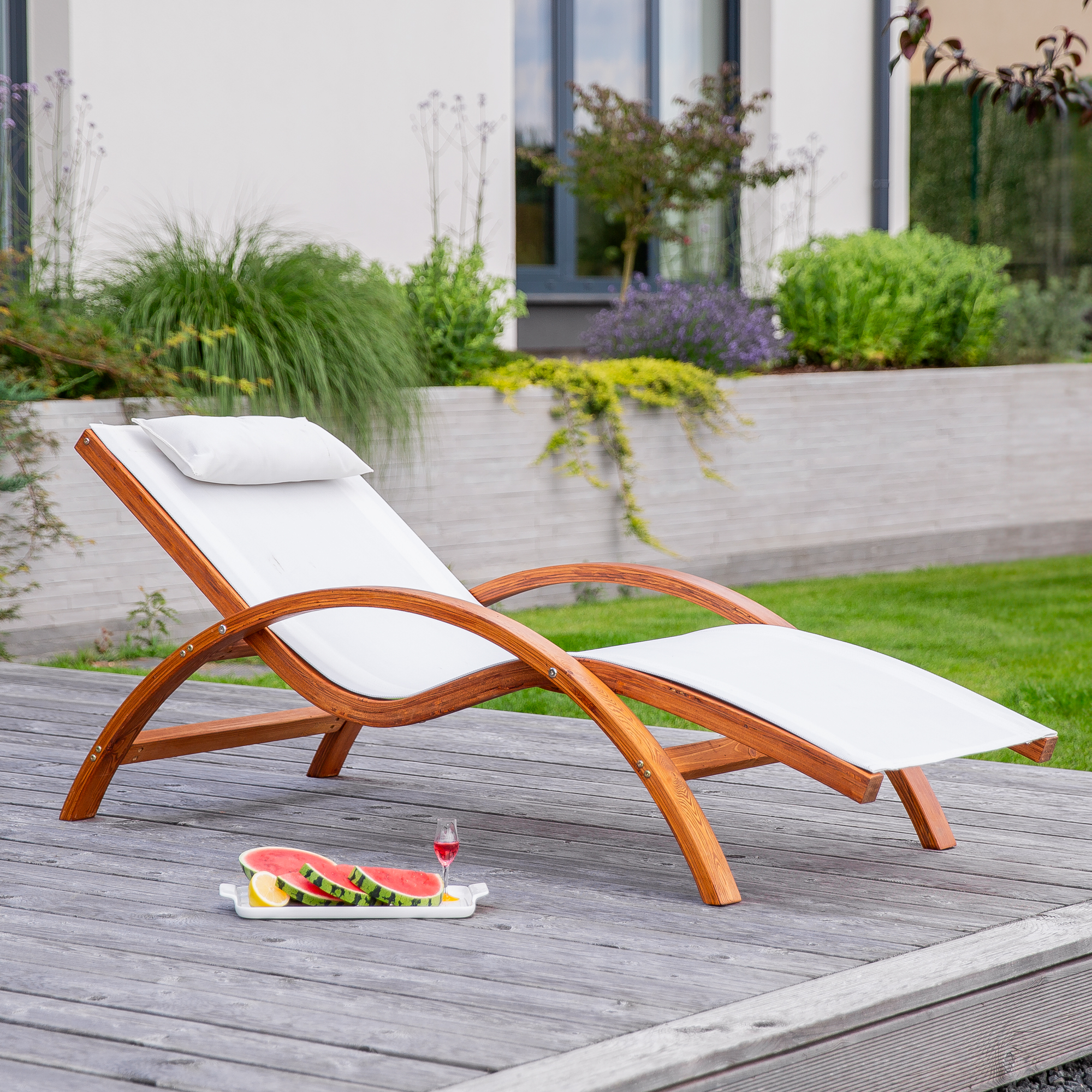 Krémové zahradní lehátko Larice PATIO