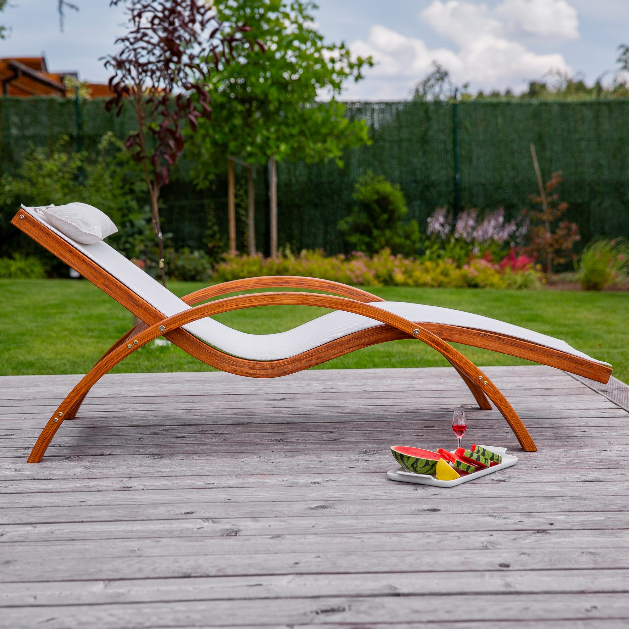 Krémové zahradní lehátko Larice PATIO