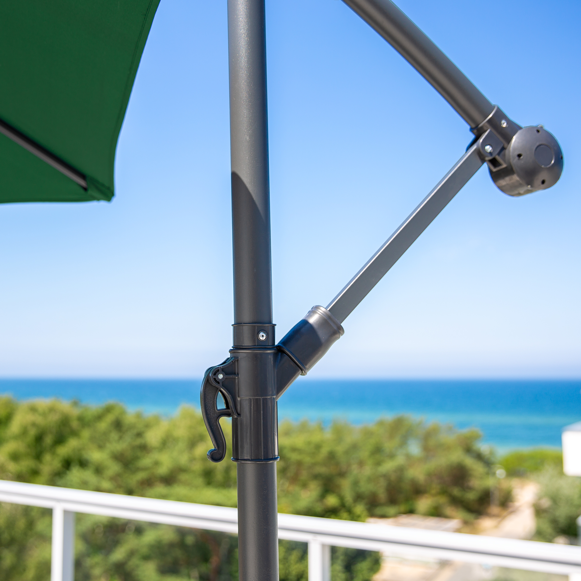 Zahradní ocelový slunečník s boční nohou Green 3 m PATIO