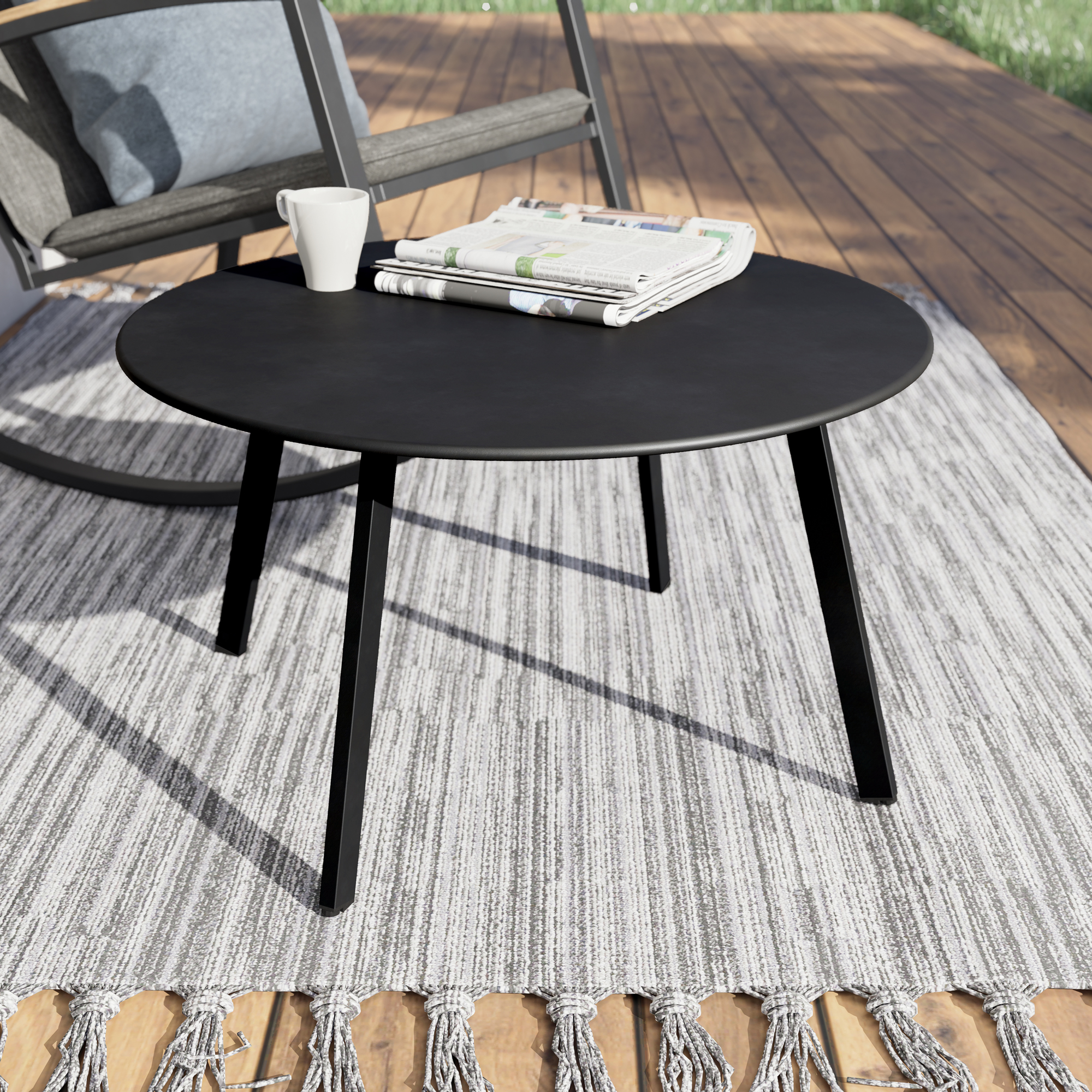 Antracitový záhradný stolík Olivier 70 cm PATIO