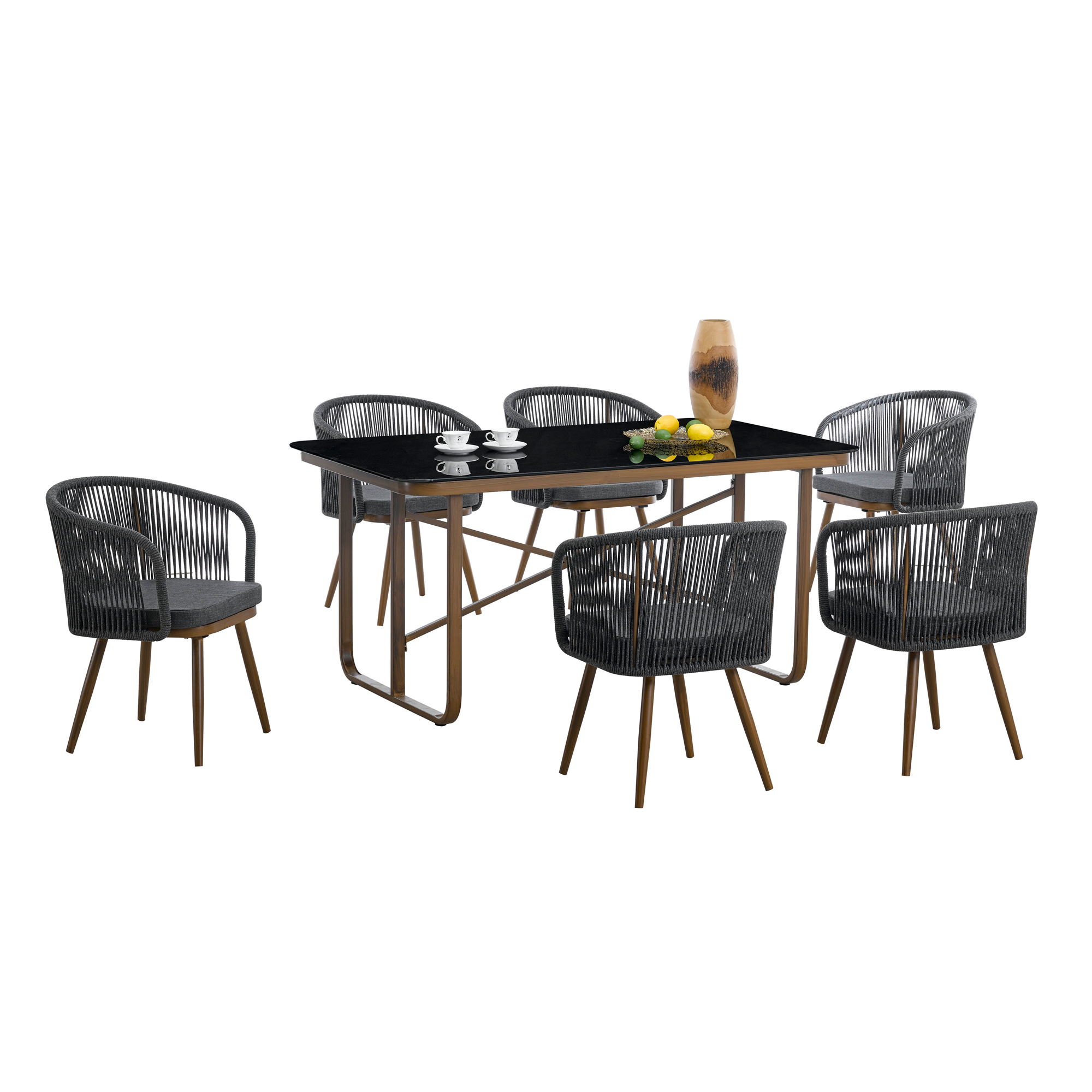 Souprava hnědo-černého zahradního nábytku Bernadette PATIO