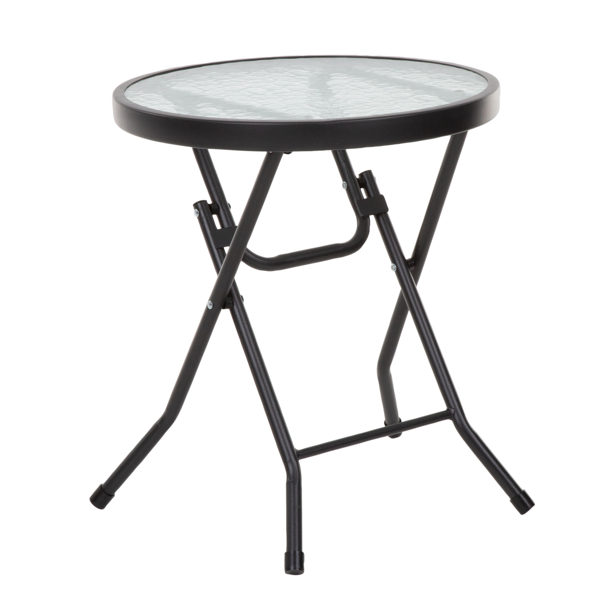 Skládací zahradní stolek se skleněnou deskou Henri Antracit fi 40 cm PATIO