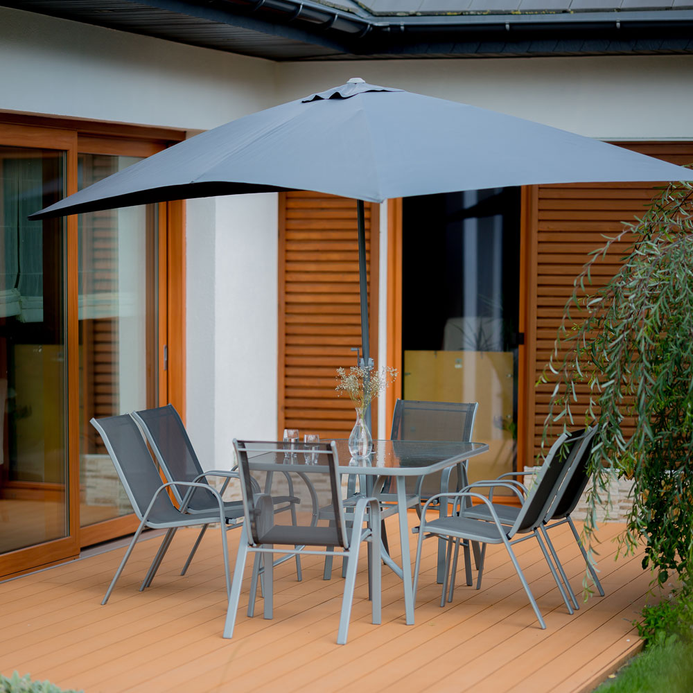 Gartenmöbel Set mit Sonnenschirm Evora Silber PATIO