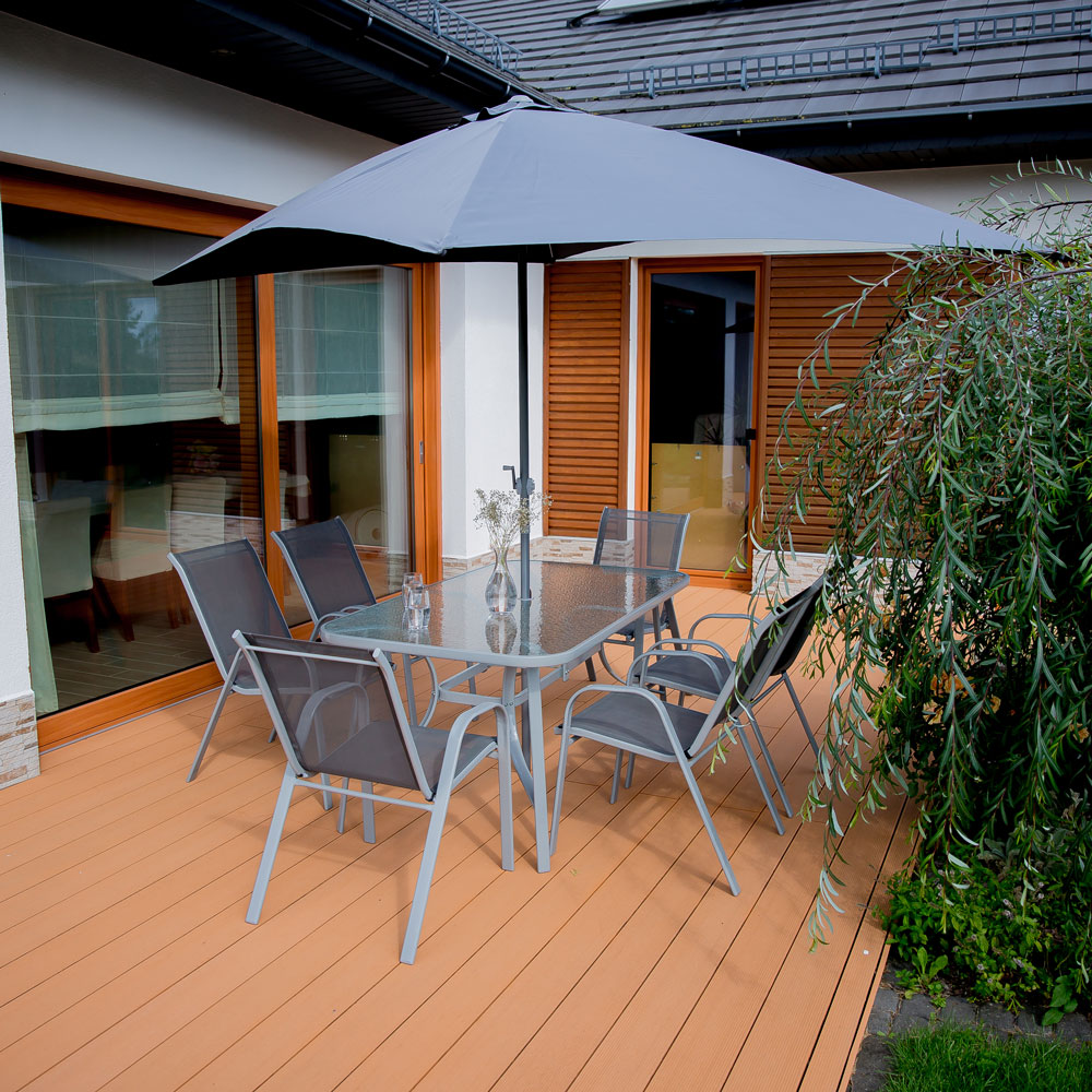 Komplet mebli ogrodowych z parasolem Evora srebrny PATIO II GAT