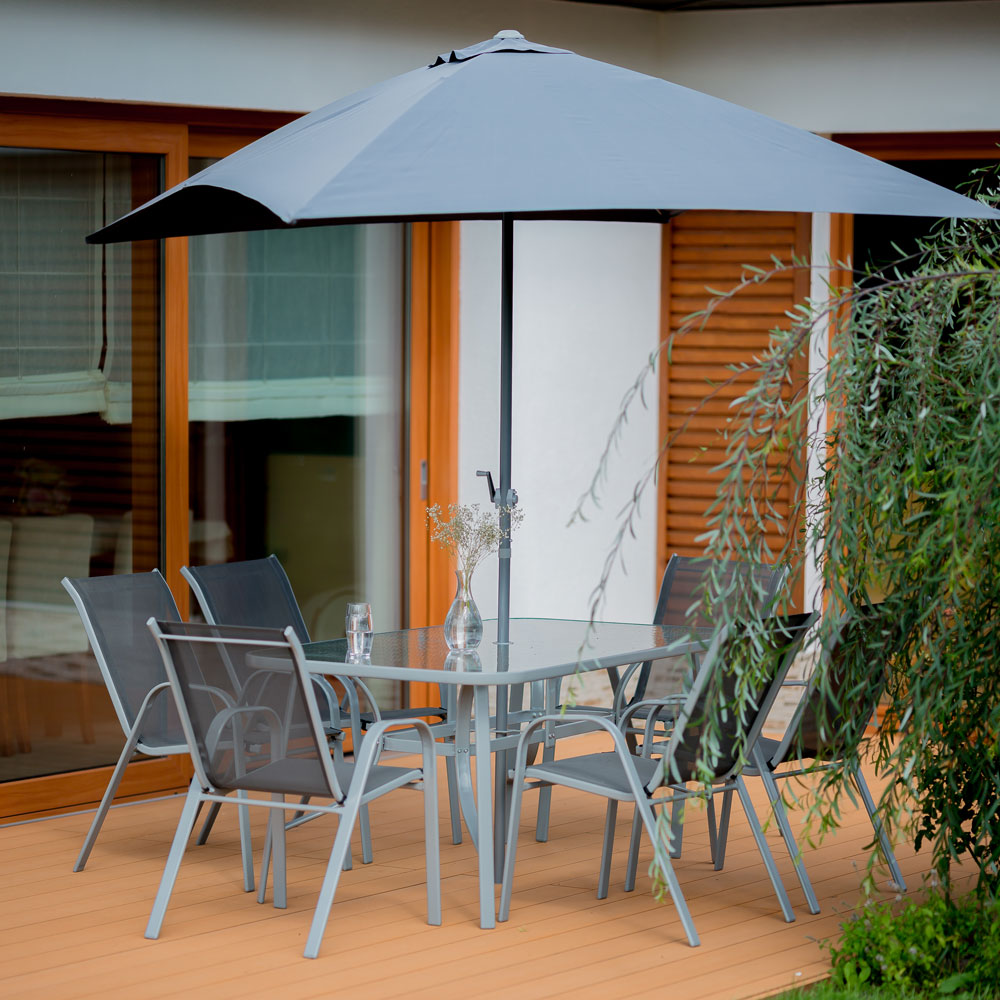 Komplet mebli ogrodowych z parasolem Evora srebrny PATIO II GAT