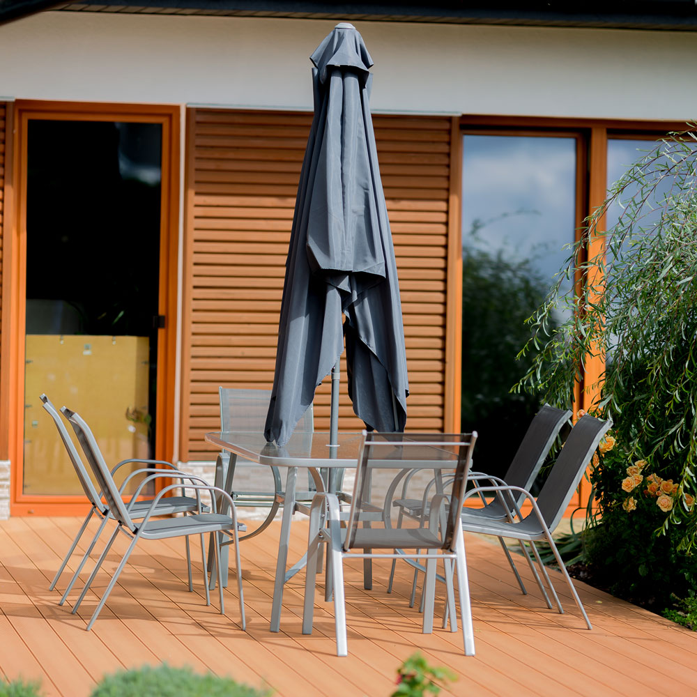 Komplet mebli ogrodowych z parasolem Evora srebrny PATIO II GAT