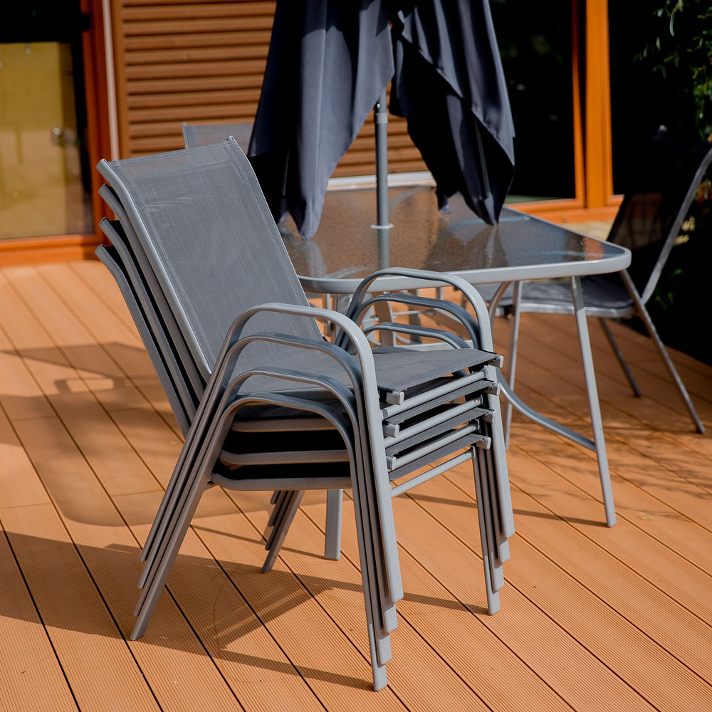 Komplet mebli ogrodowych z parasolem Evora srebrny PATIO II GAT