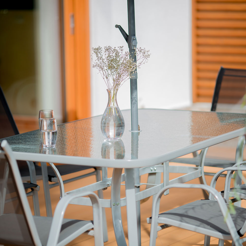 Komplet mebli ogrodowych z parasolem Evora srebrny PATIO II GAT