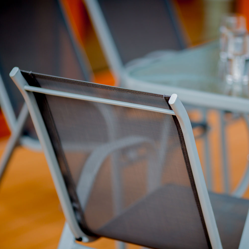 Komplet mebli ogrodowych z parasolem Evora srebrny PATIO II GAT