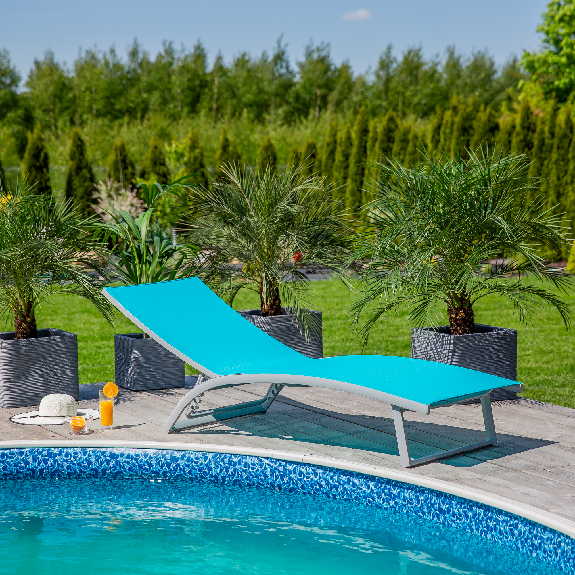 Cama tumbona Summer 5 posiciones turchesa PATIO