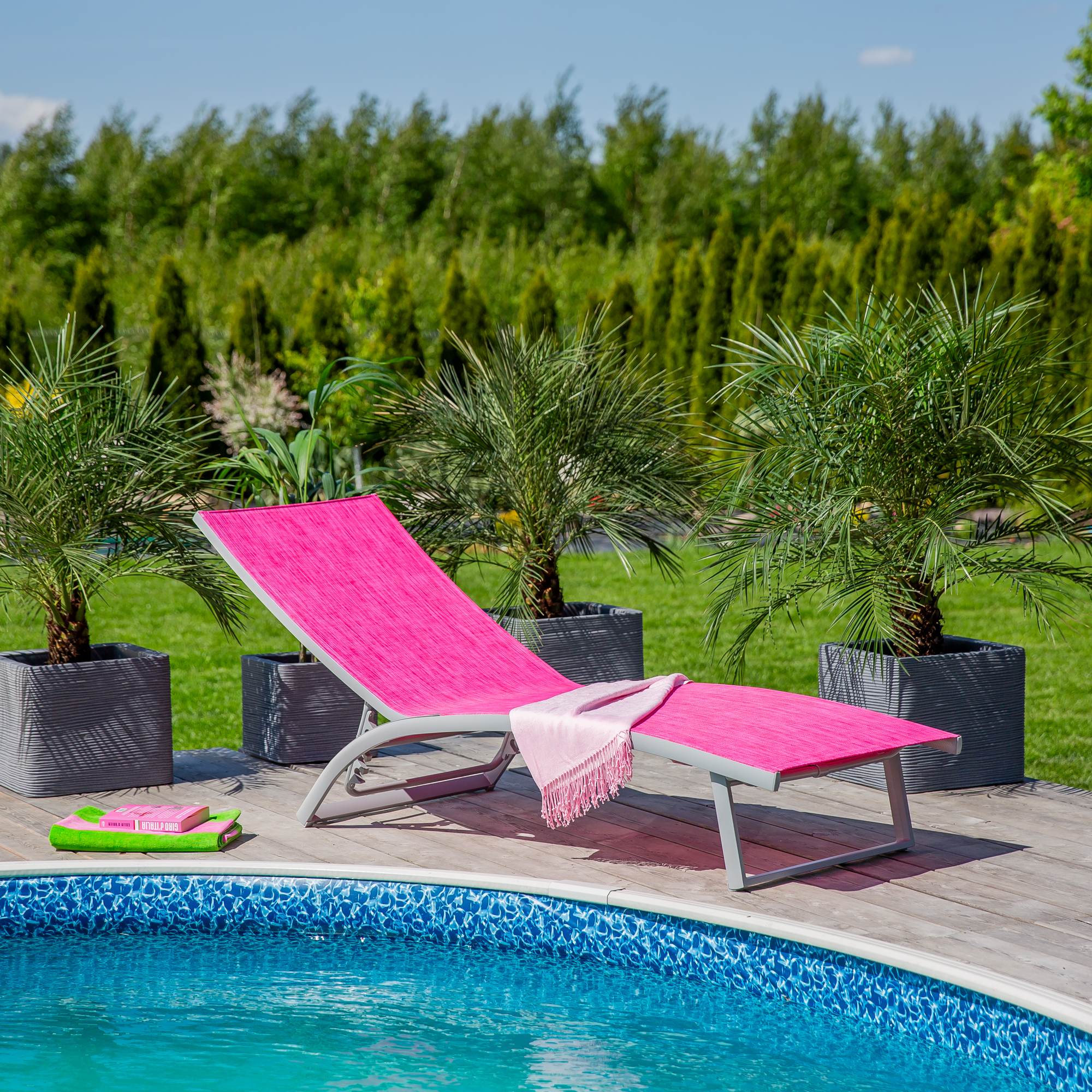 Cama tumbona Summer 5 posiciones fucsia PATIO
