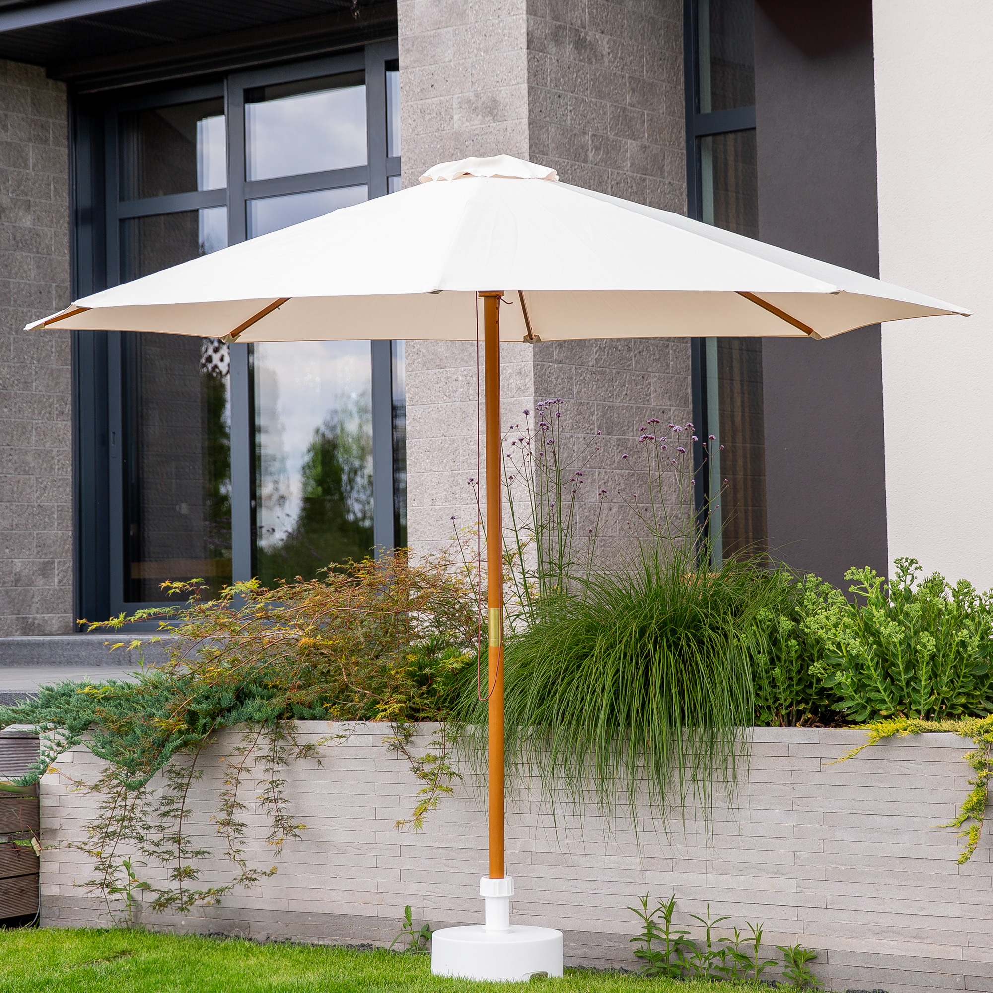 Plastový podstavec na zahradní slunečník White 40 cm OŁER