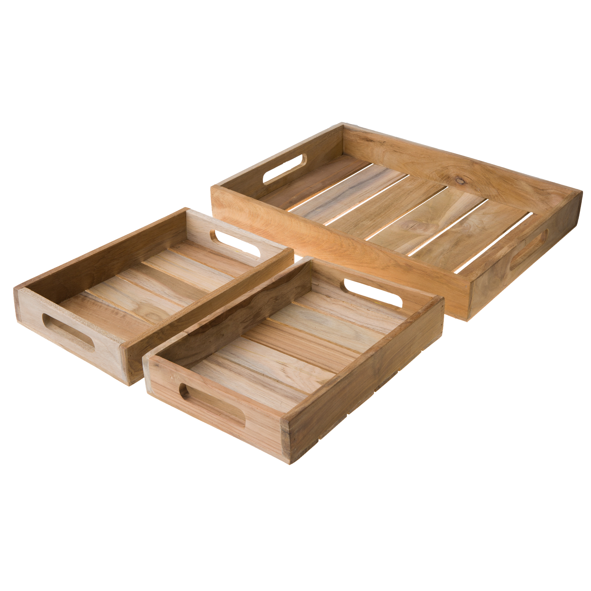 3 Tabletts aus Teakholz TWEAKWOOD