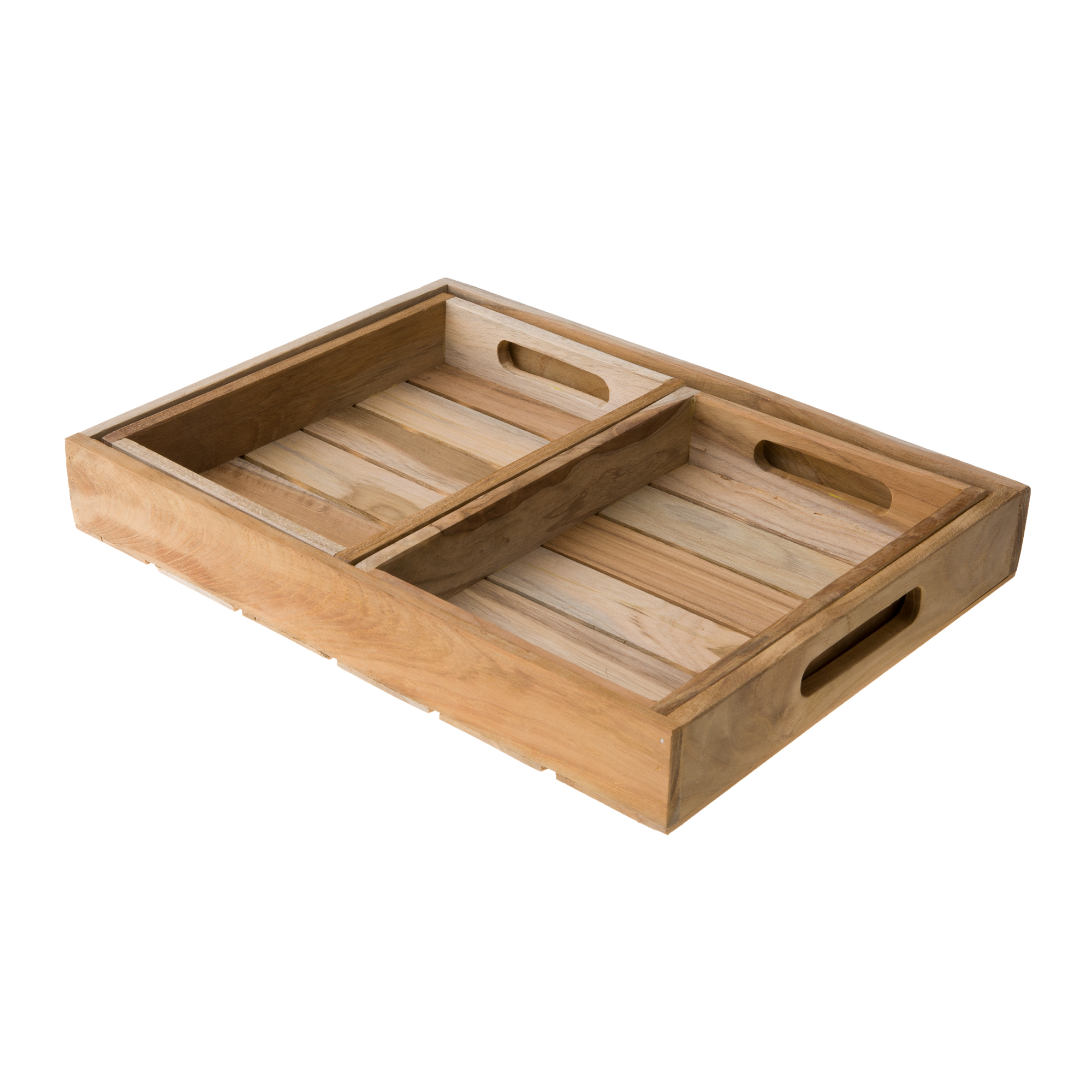 3 Tabletts aus Teakholz TWEAKWOOD