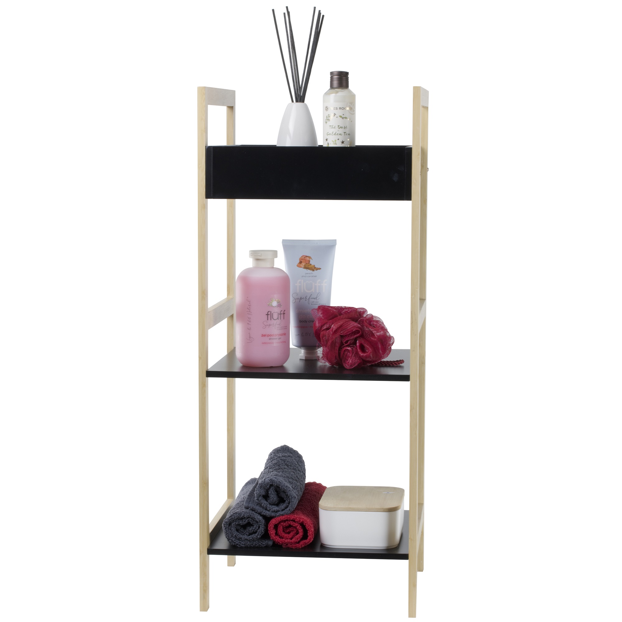 Badezimmerregal mit 3 Ablagen Scandic schwarz JOTTA