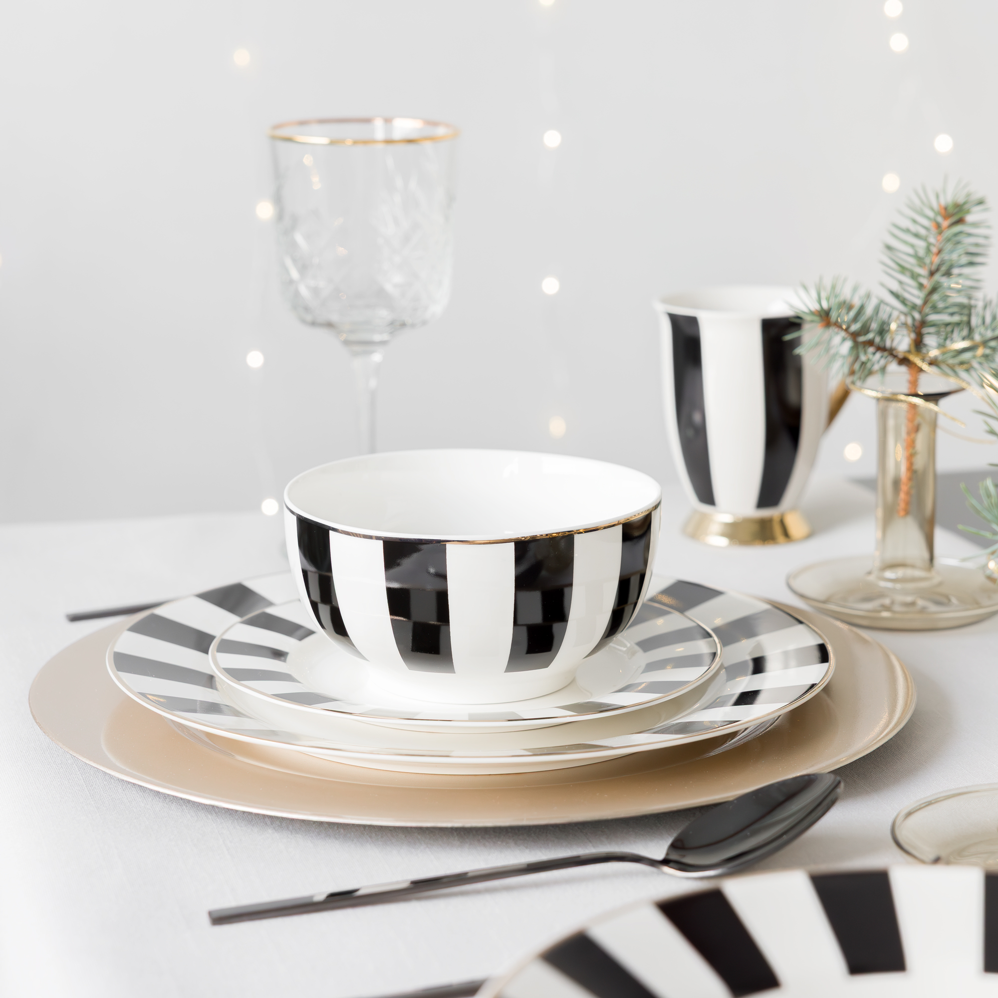 Dinner and coffee set for 6 people Ribs 45-piece AMBITION