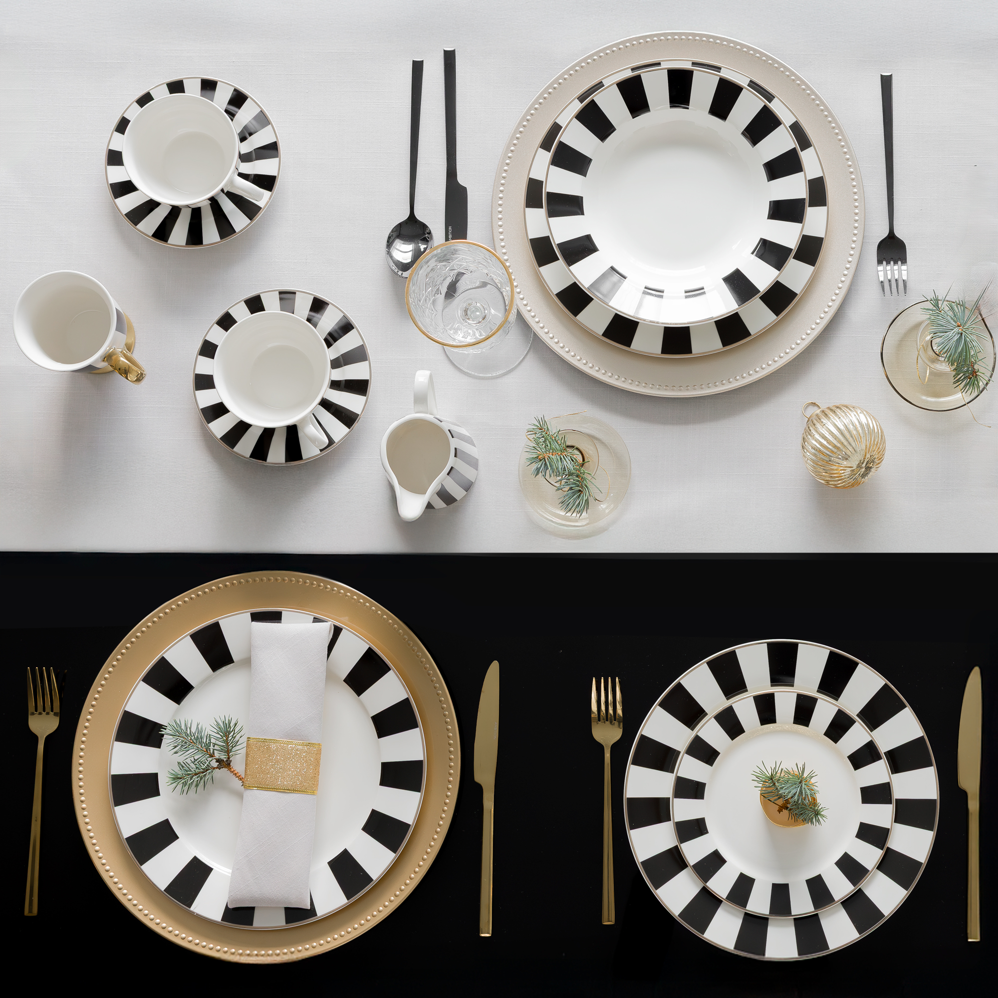 Dinner and coffee set for 6 people Ribs 45-piece AMBITION