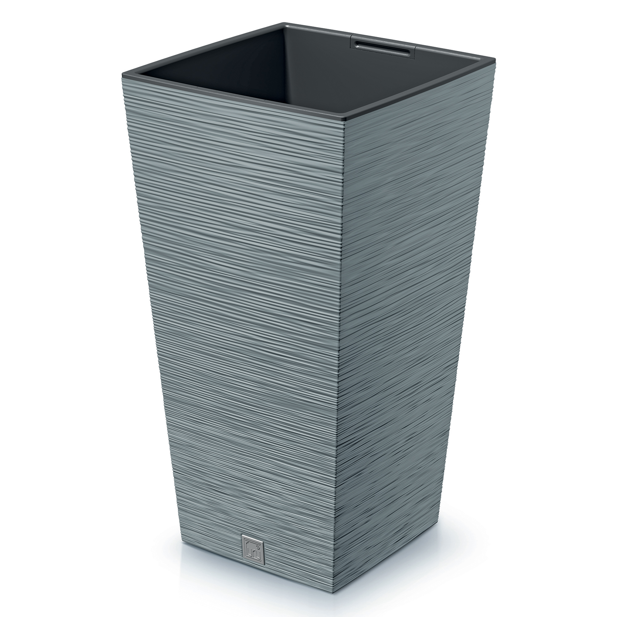 Šedý zahradní plastový květináč s vložkou Furu Square 55 cm PROSPERPLAST