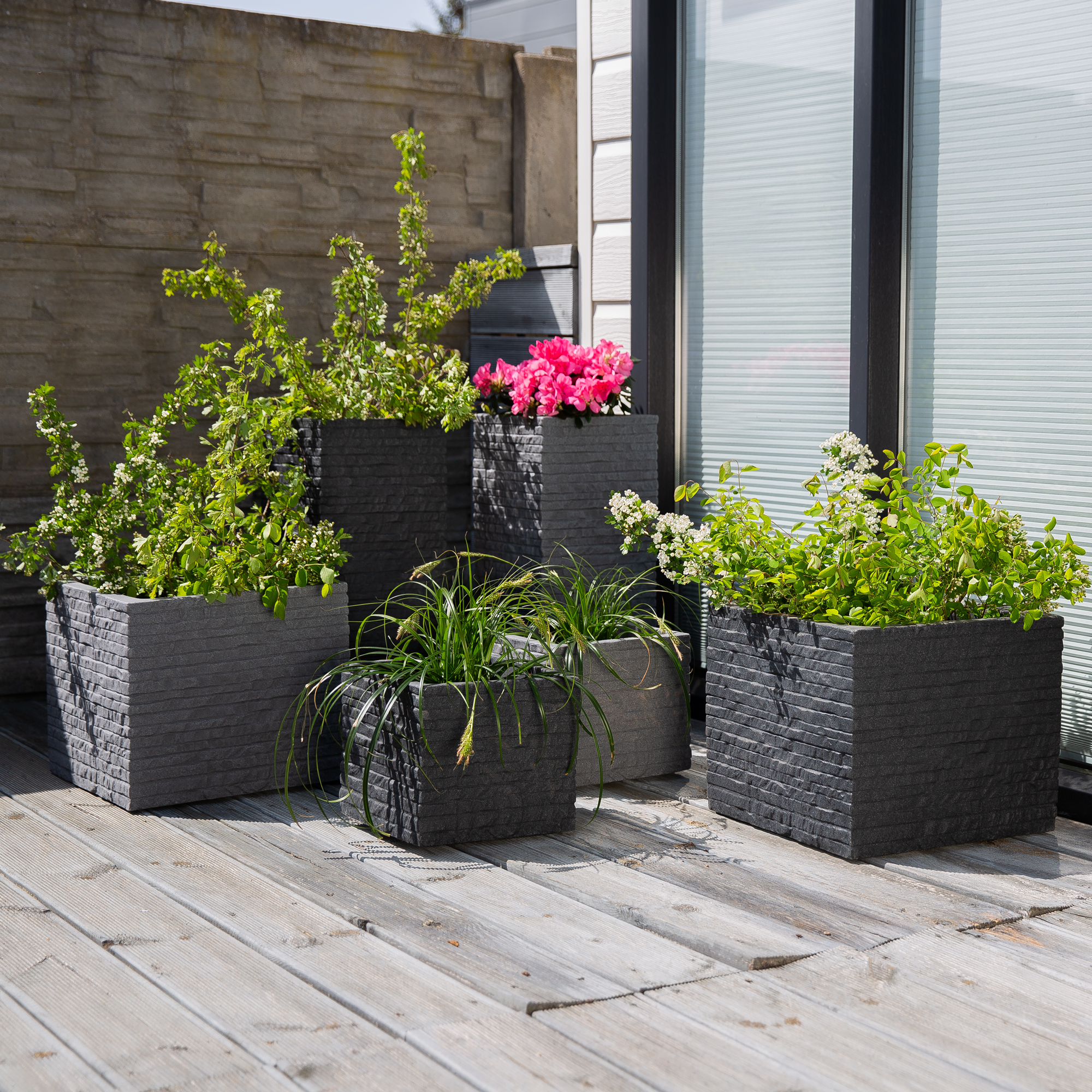 Pflanzkübel quadratisch Kubus 40 x 40 x 34 cm anthrazit PATIO