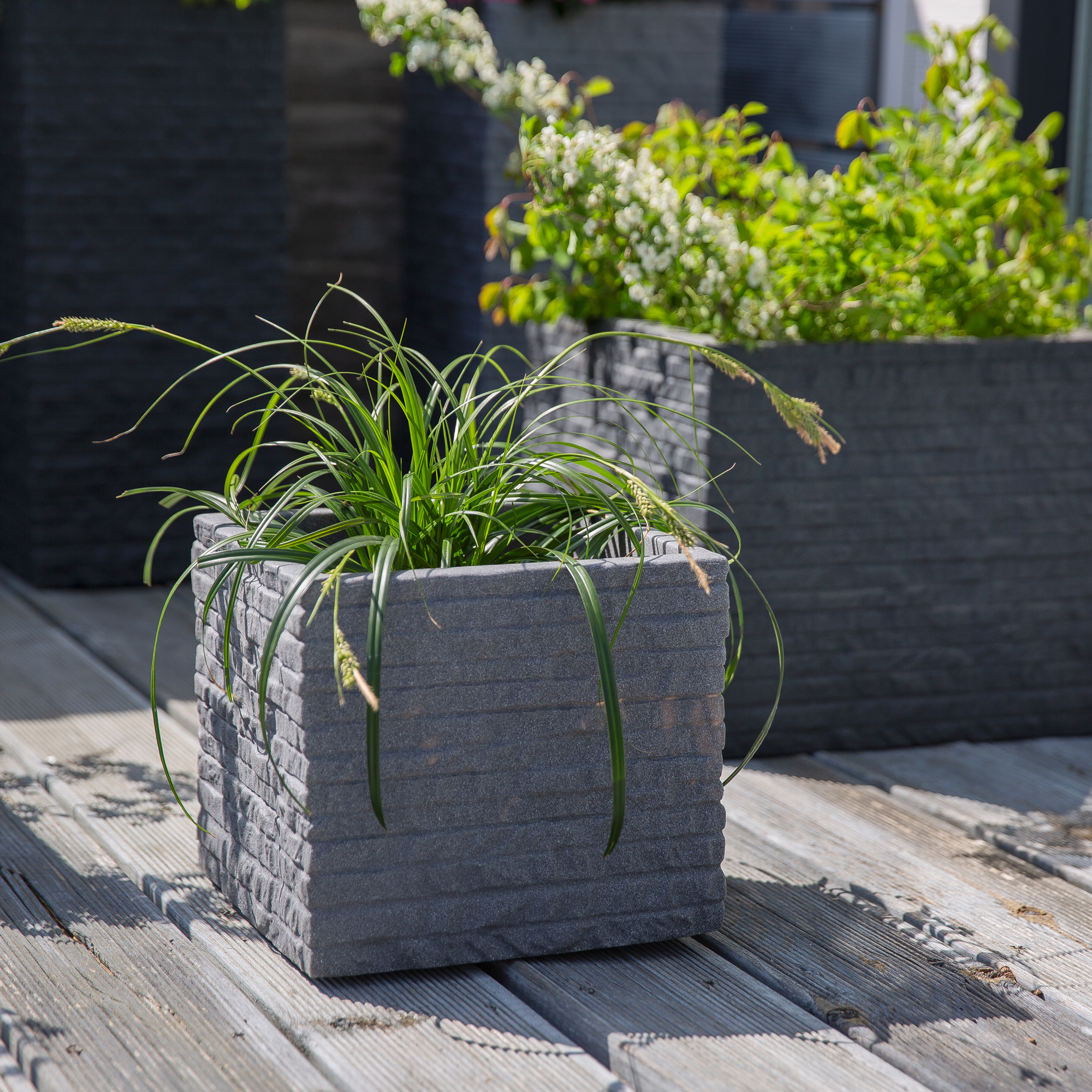 Vaso da giardino Kubus grigio 40 x 40 x 34 cm PATIO