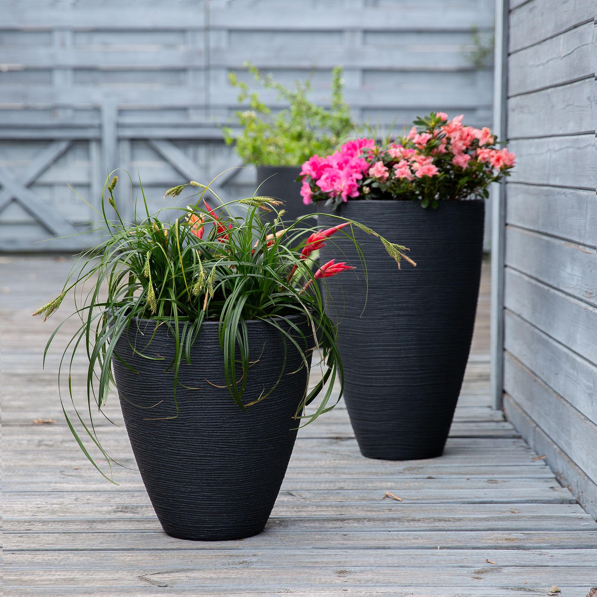 Vaso tondo scanalato 40 x 60 cm antracite PATIO