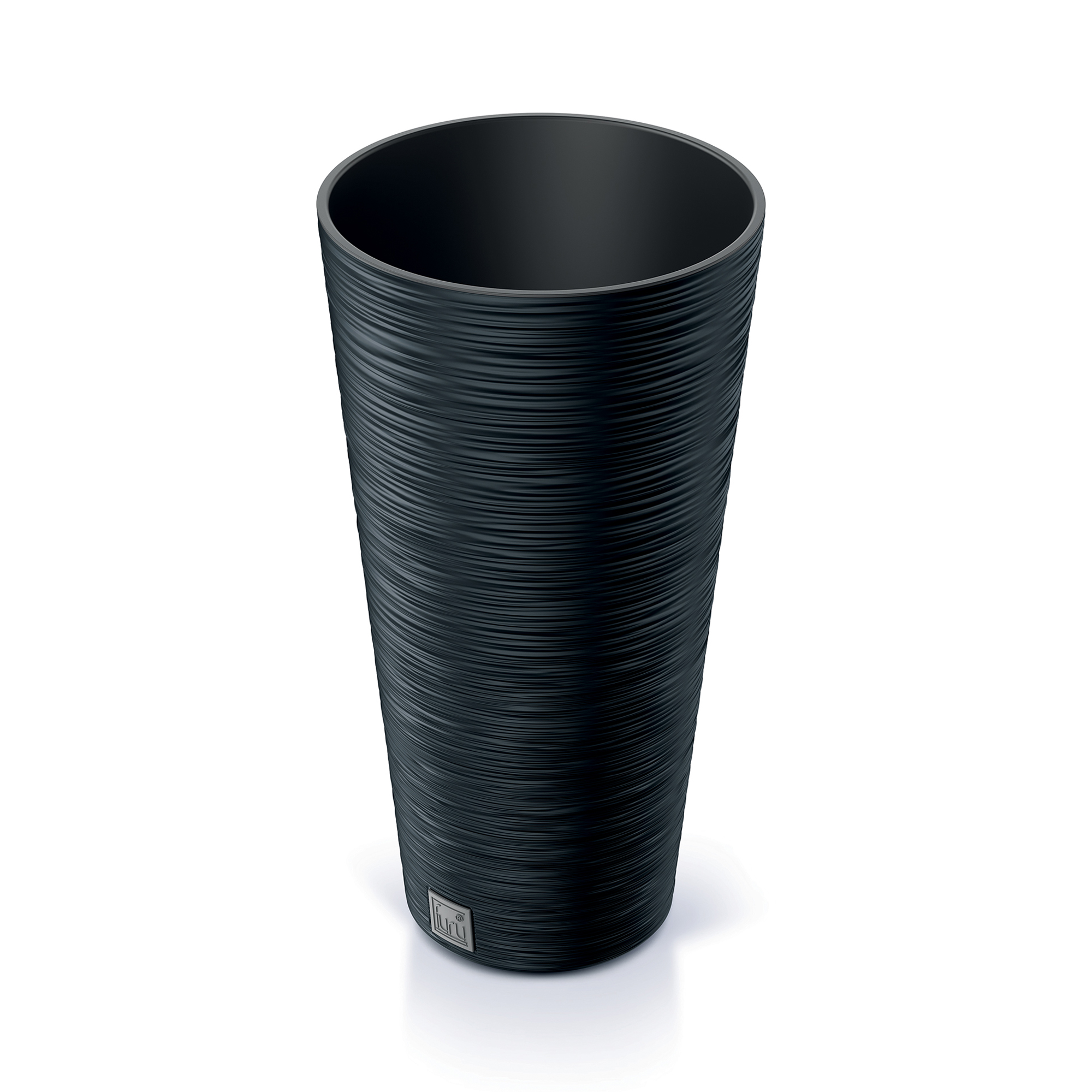 Antracitový zahradní plastový květináč s vložkou Furu Slim 57 cm PROSPERPLAST